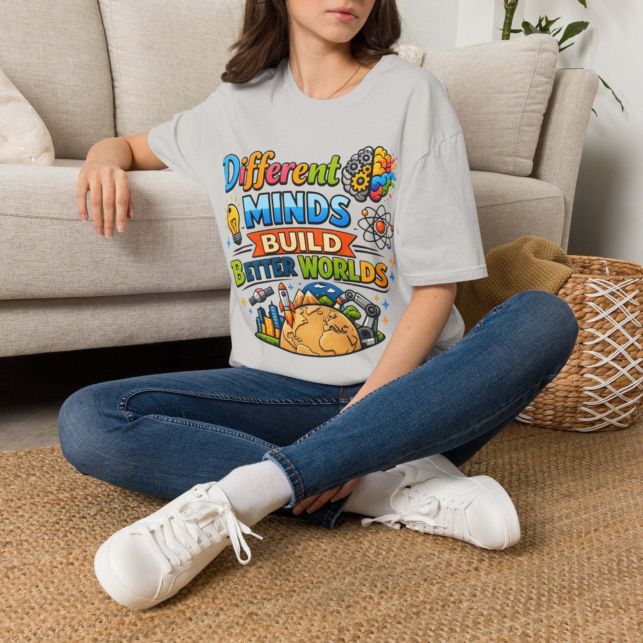 Different Minds Build Better Worlds T-Shirt | Inclusive Neurodiversity Tee