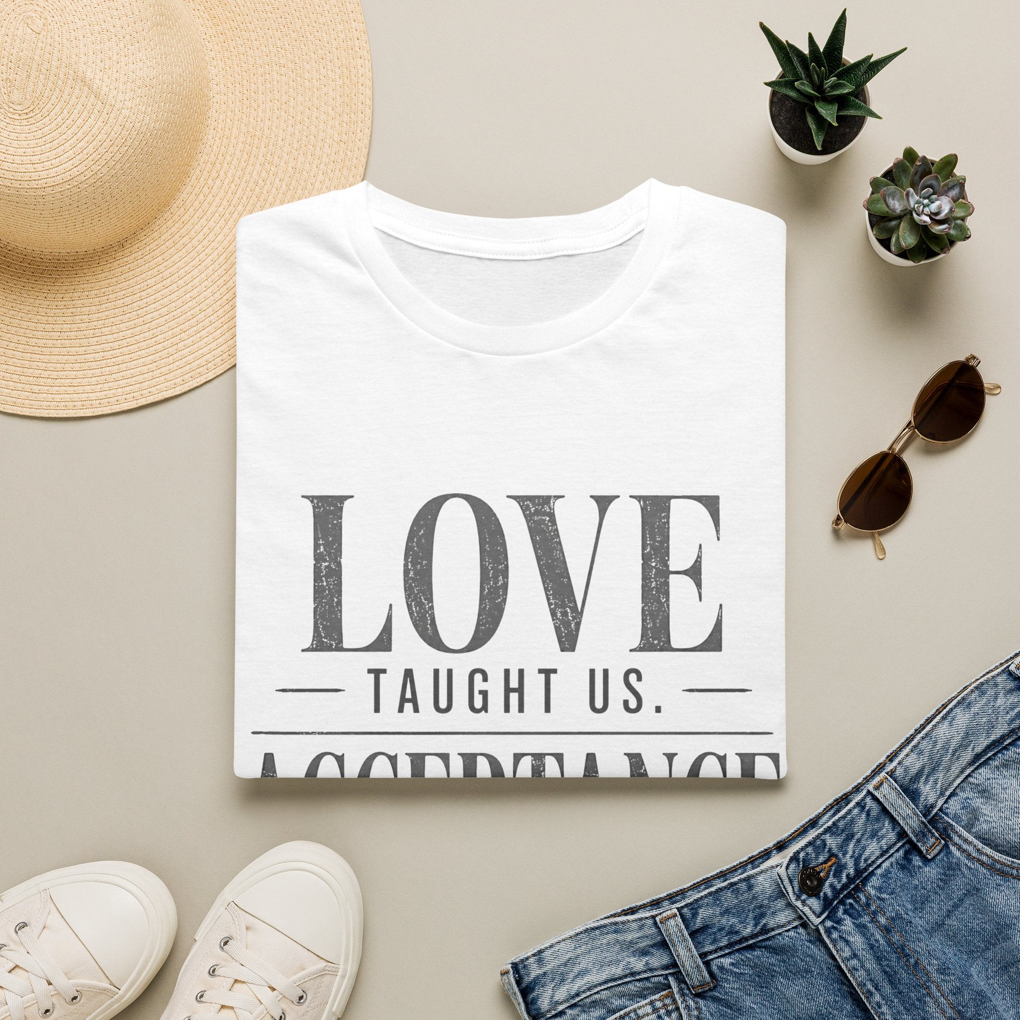 Love Taught Us Acceptance T-Shirt | Inspirational Typography Tee | Special Needs | Inclusion