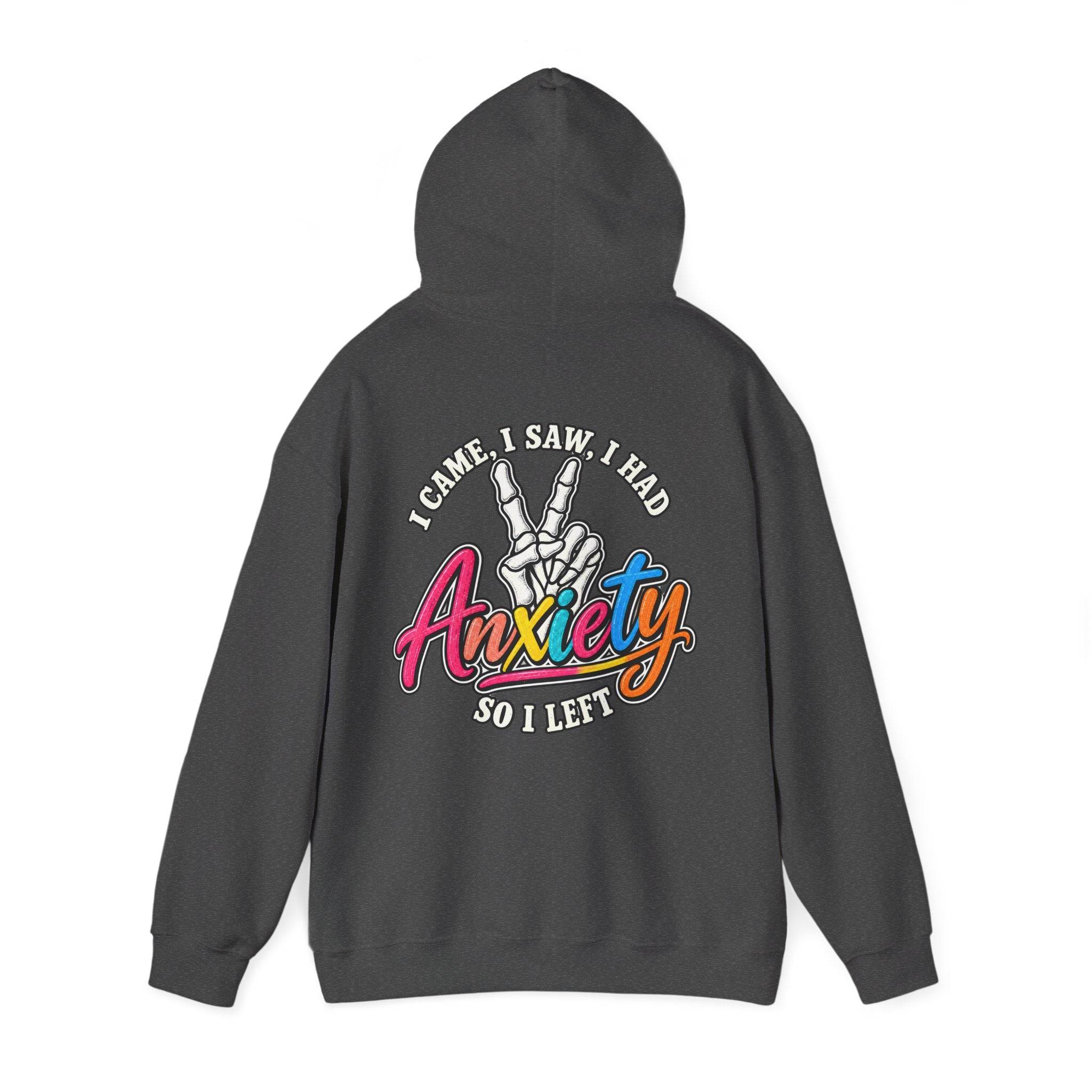 I Came I Saw I Had Anxiety Hoodie, Peace Hand Colorful Script Sweatshirt, Funny Mental Health Crewneck, Anxiety Humor Gift