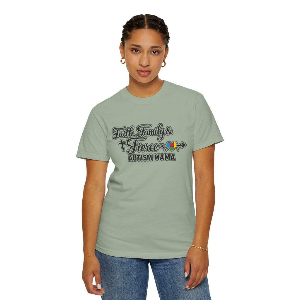 Faith Family Fierce Autism Mama Shirt, Autism Mom T-Shirt, Christian Autism Mom Gift, Fierce Mama Tee, Special Needs Mom Shirt