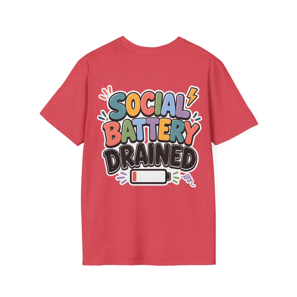Social Battery Drained Shirt | Funny Introvert T-Shirt | Social Anxiety Graphic Tee | Mental Health Humor Shirt | Unisex Gift