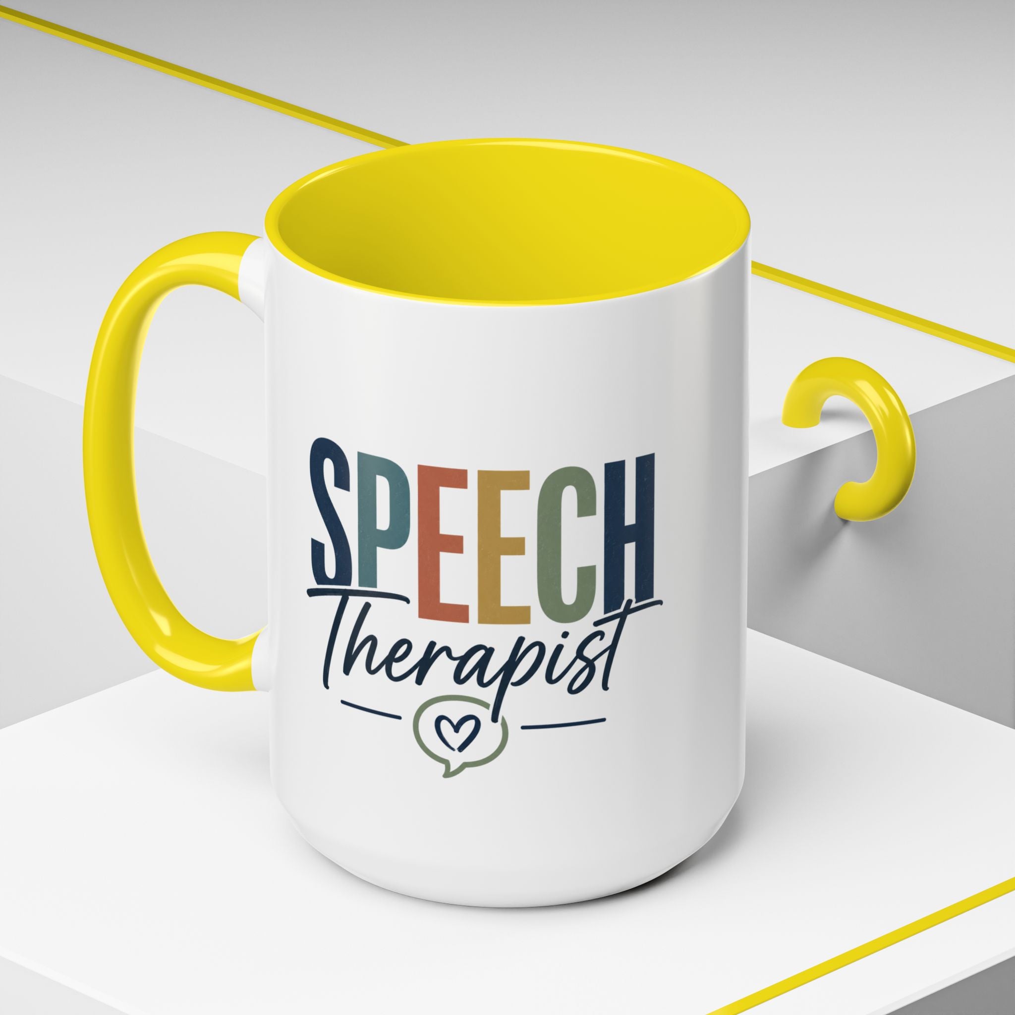 Speech Therapist Coffee Mug | Colorful Lettering Accent Mug