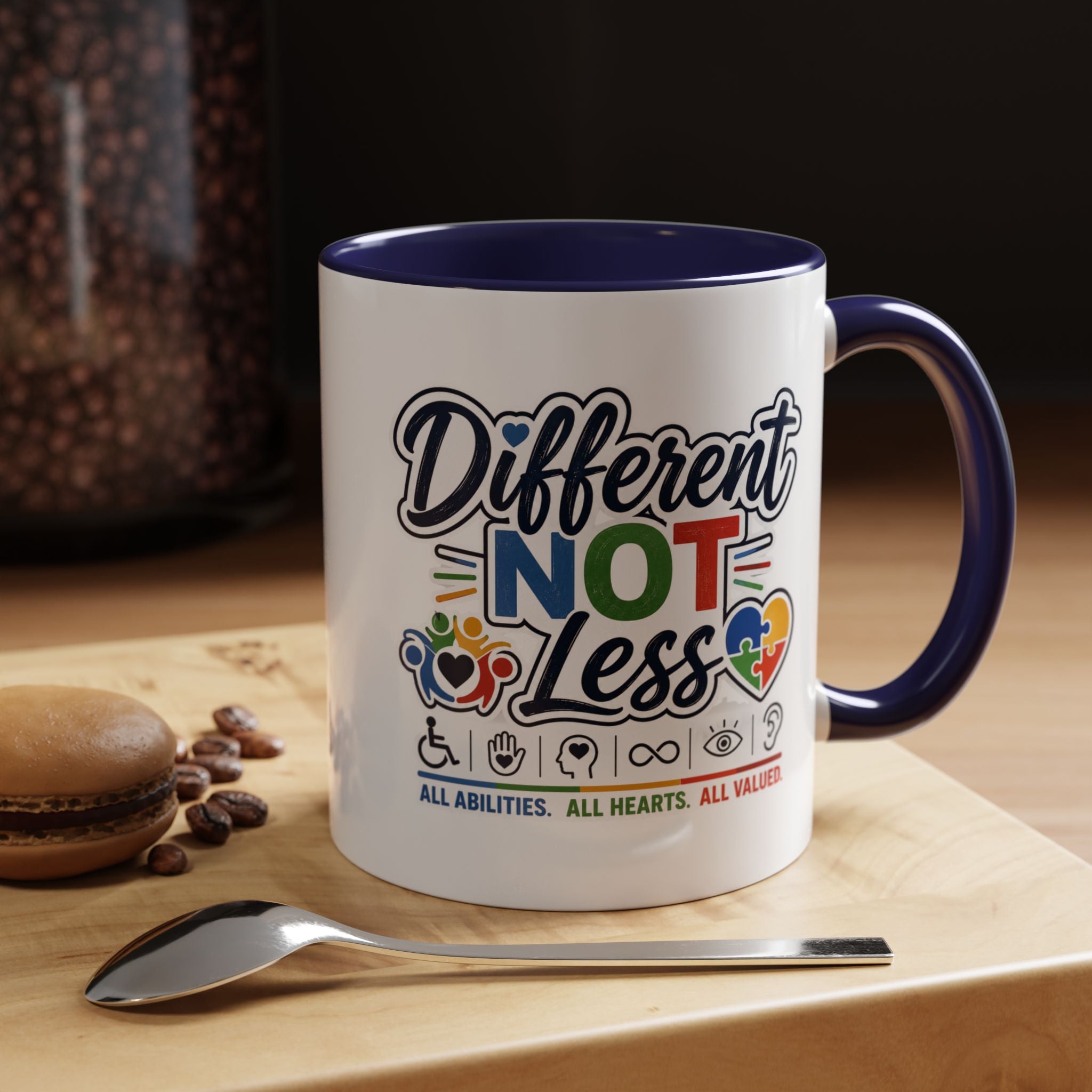 Different Not Less Accent Coffee Mug – Disability Pride Inspirational 11/15oz