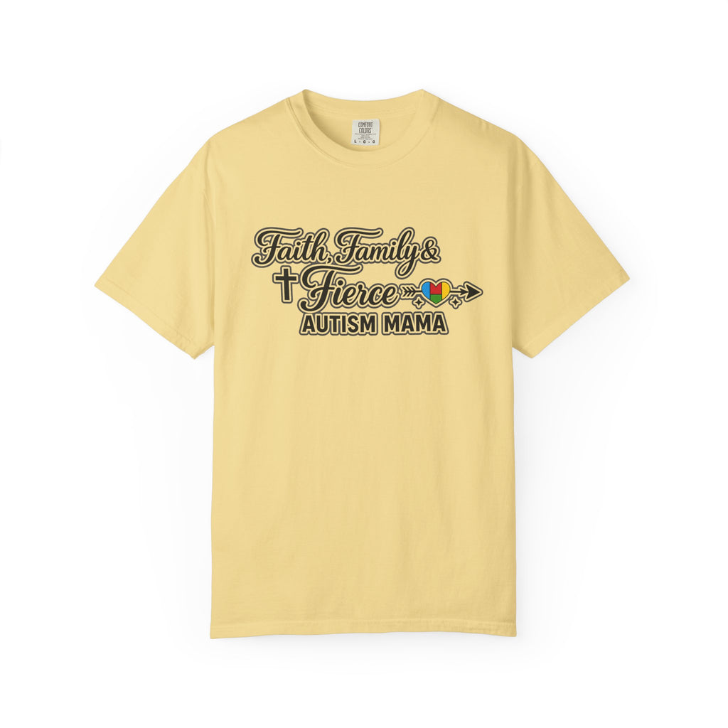 Faith Family Fierce Autism Mama Shirt, Autism Mom T-Shirt, Christian Autism Mom Gift, Fierce Mama Tee, Special Needs Mom Shirt
