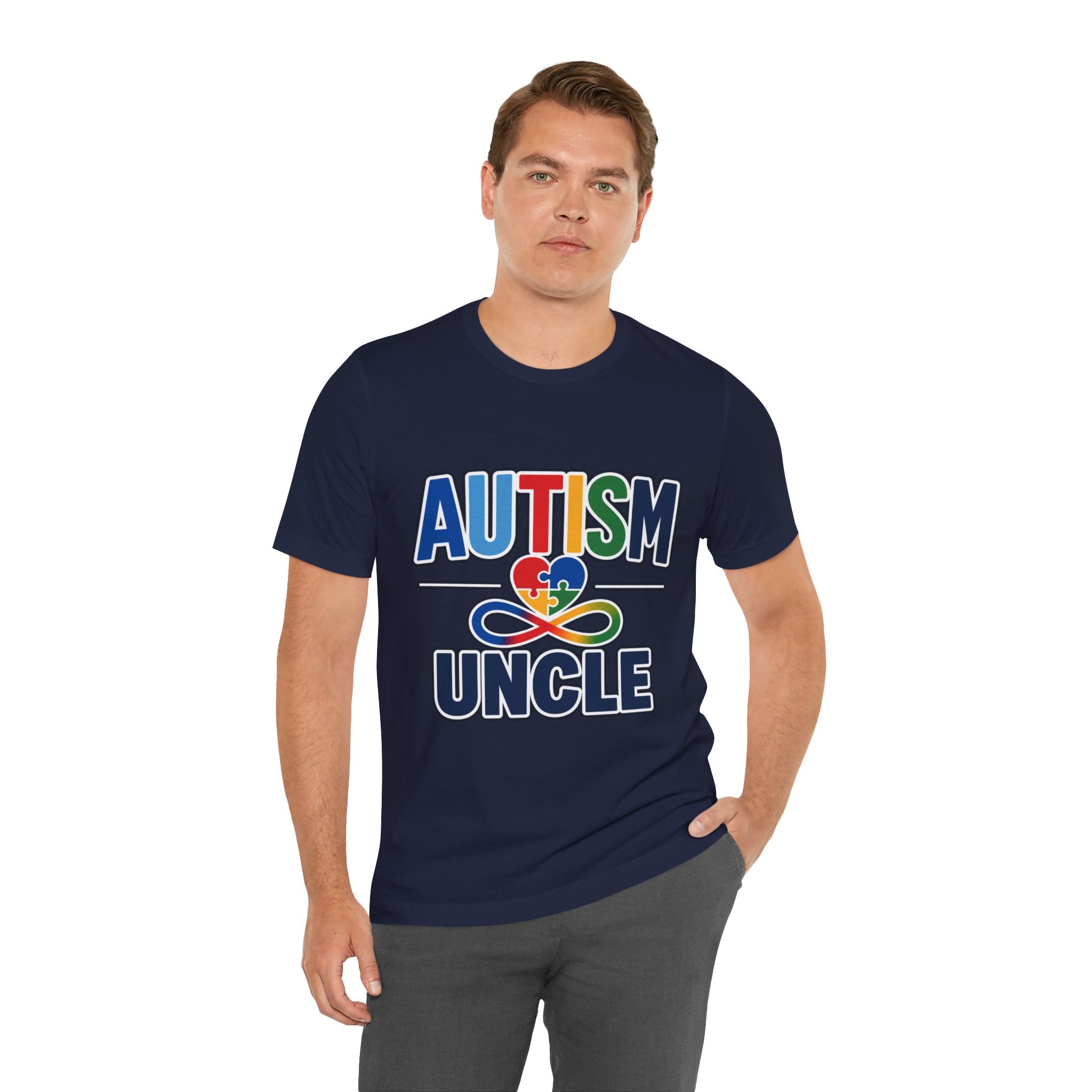 Autism Uncle Shirt | Proud Autism Uncle T-Shirt | Colorful Puzzle Ribbon Infinity Design | Autism Awareness & Acceptance Gift | Special Needs Family Apparel