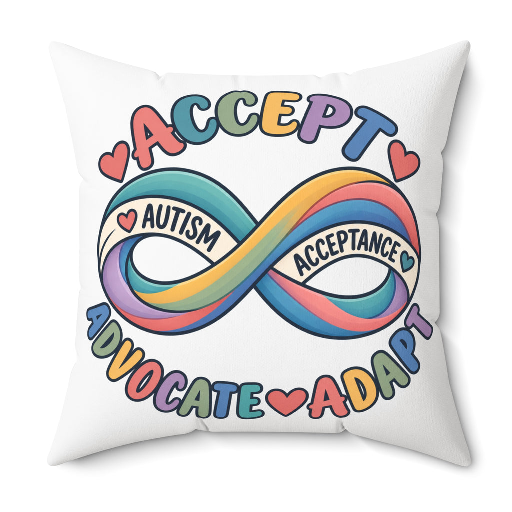 Autism Acceptance Infinity Pillow, Accept Advocate Adapt Throw Pillow Cover, Autism Awareness Home Decor, Neurodiversity Gift Pillow