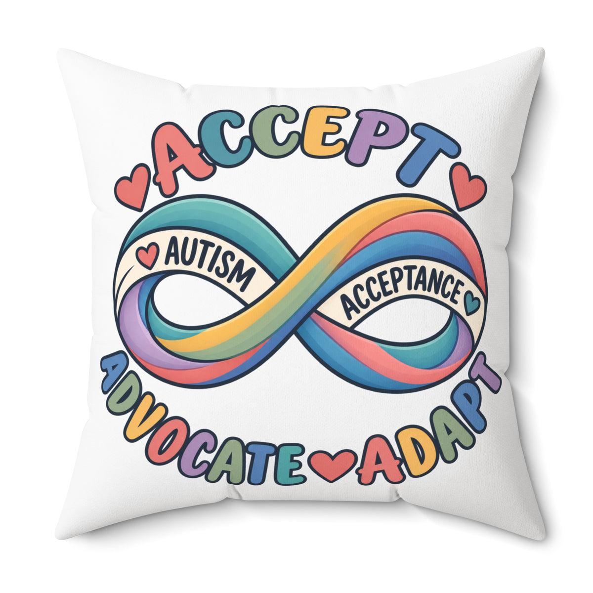 Autism Acceptance Infinity Pillow, Accept Advocate Adapt Throw Pillow Cover, Autism Awareness Home Decor, Neurodiversity Gift Pillow
