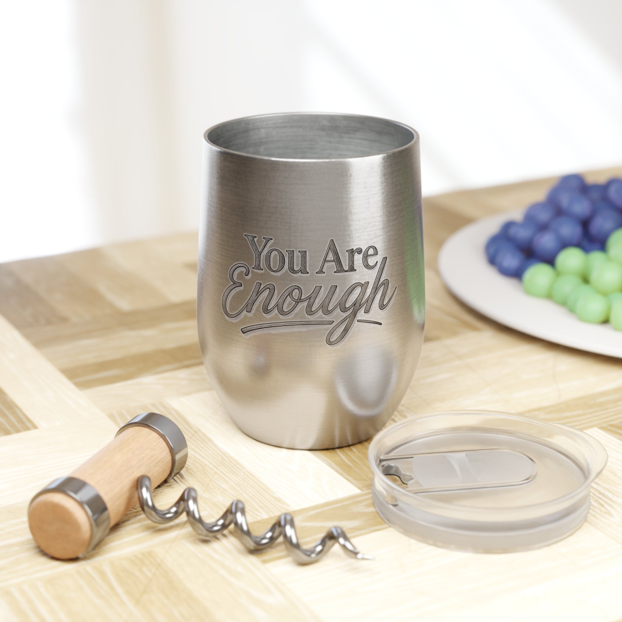 You Are Enough Wine Tumbler Inspirational Wine Cup Mental Health Gift Self Love Travel Tumbler Positive Affirmation Stainless Steel Cup