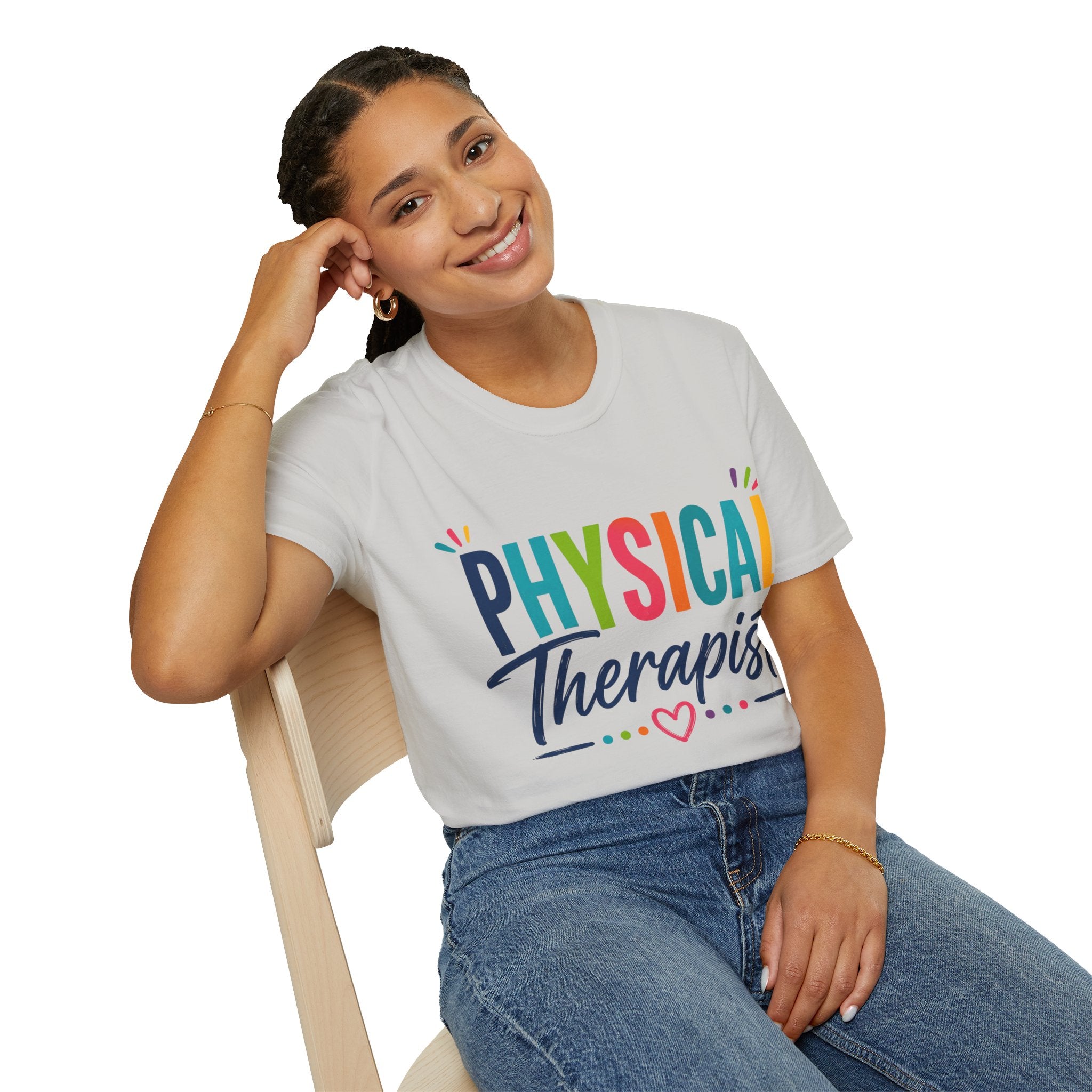 Physical Therapist Shirt | Colorful Typography Heart T-Shirt | Physical Therapy Gift | Healthcare Professional Apparel | Therapist Shirt