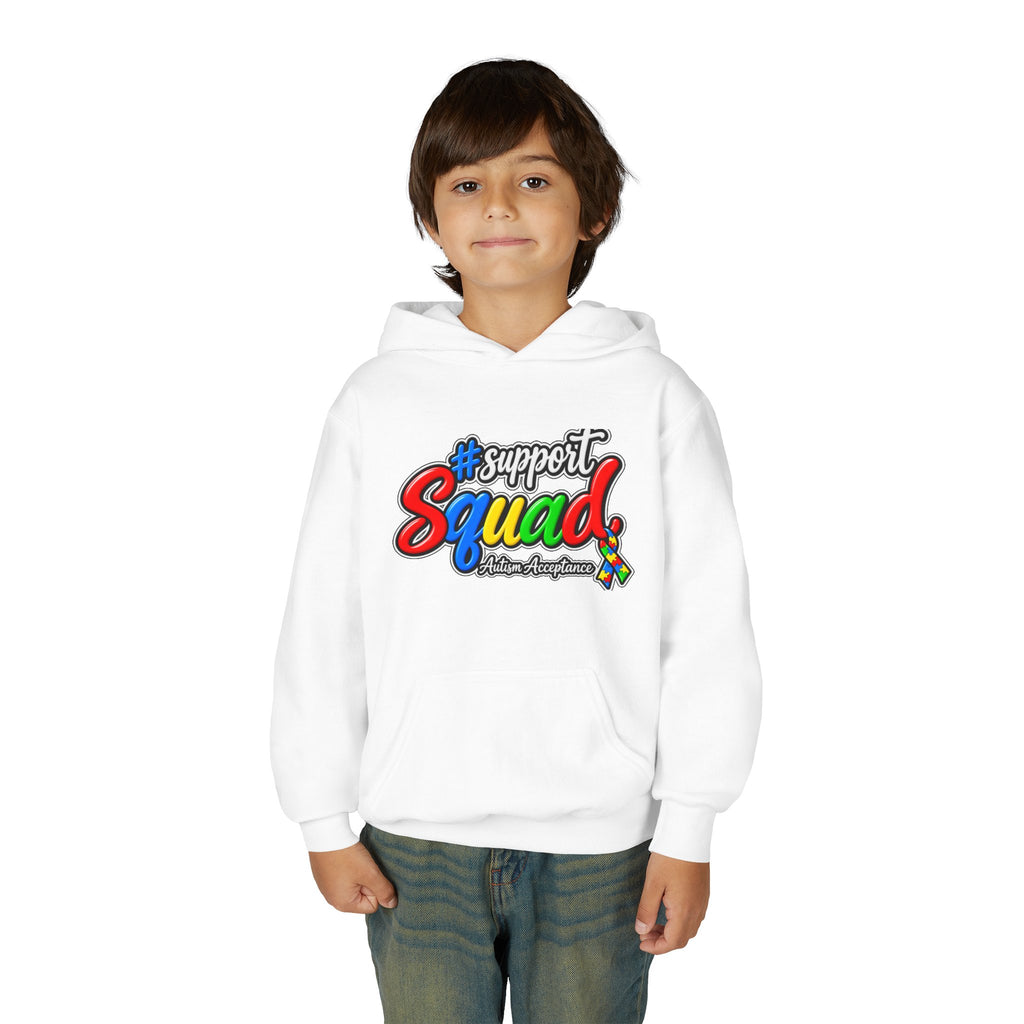 Support Squad Youth Hoodie, Autism Awareness Colorful Script Sweatshirt, Autism Acceptance Hoodie, Matching Family Squad Gift