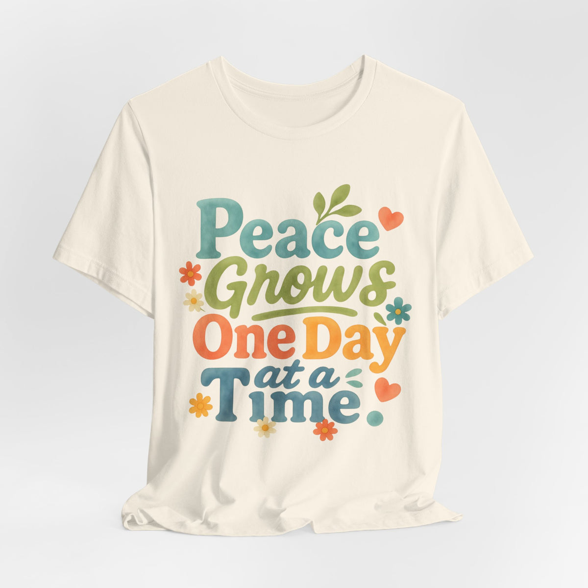 Peace Grows One Day at a Time Tee | Positive Quote Floral Typography