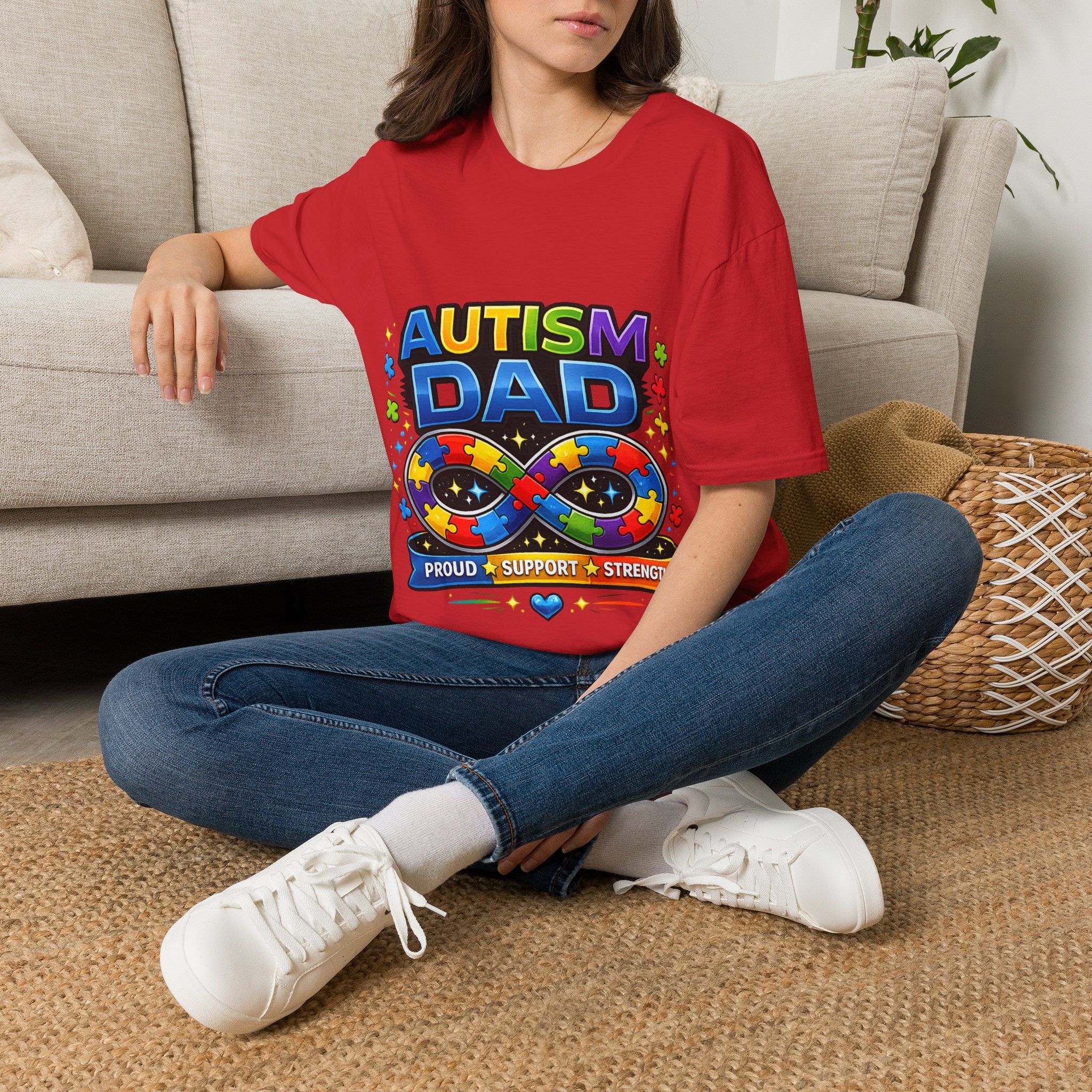 Autism Dad Shirt | Proud Autism Father Tee | Infinity Puzzle Ribbon T-Shirt | Autism Awareness Gift for Dad | Neurodiversity Support