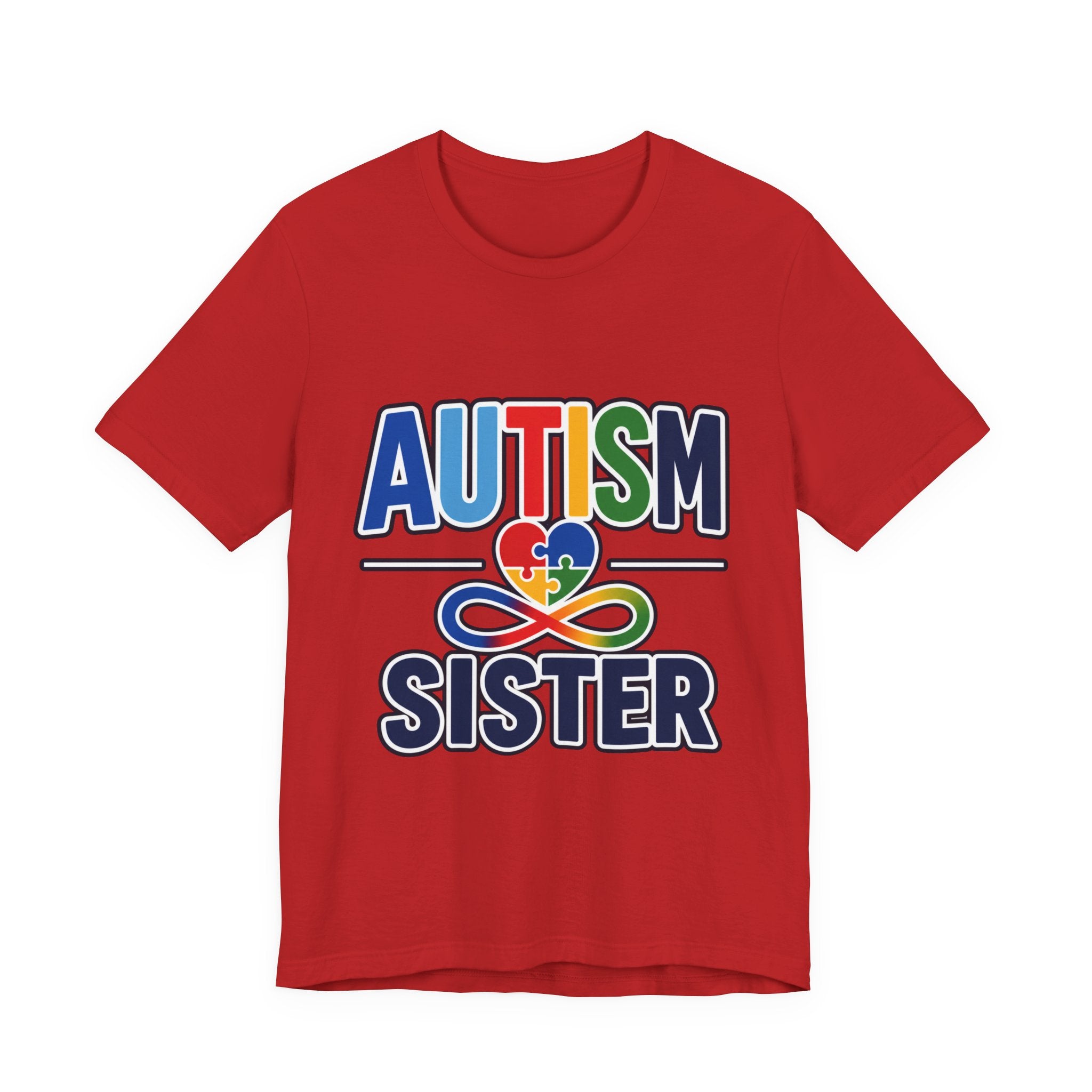 Autism Sister Shirt | Rainbow Puzzle Heart Infinity T-Shirt | Proud Autism Sibling Tee | Autism Awareness & Acceptance Gift for Sister