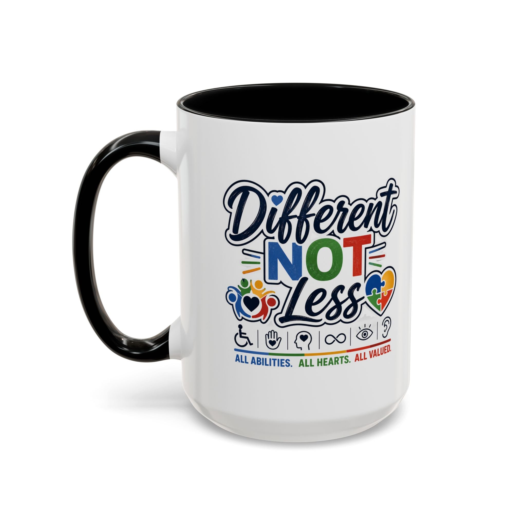Different Not Less Accent Coffee Mug – Disability Pride Inspirational 11/15oz