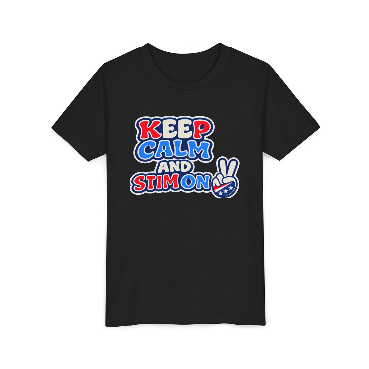 Keep Calm and Stim On Youth Shirt Autism Awareness T Shirt Peace Sign Tee Neurodivergent Kids Sensory Shirt Special Needs Gift