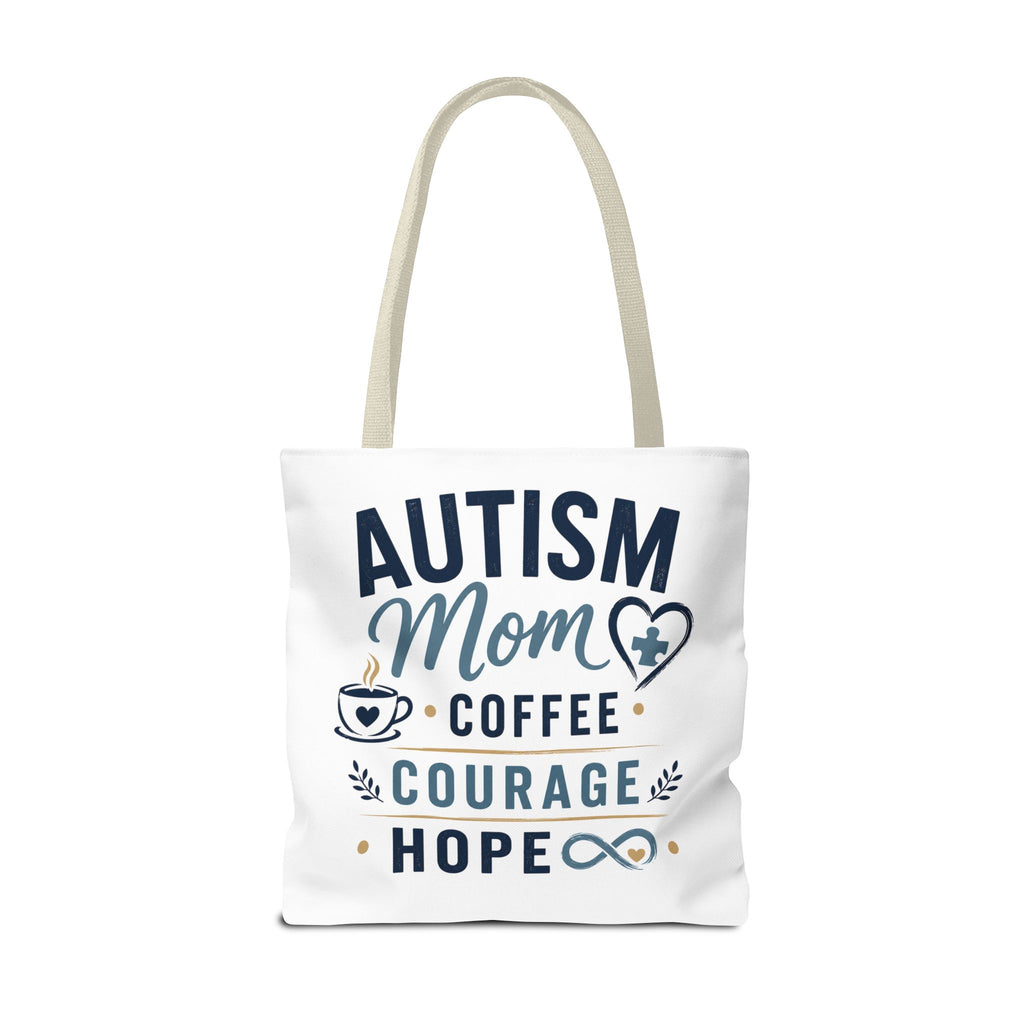 Autism Mom Coffee Courage Hope Tote Bag | Autism Acceptance Gift for Mom | Neurodiversity Canvas Tote | Special Needs Mom Bag