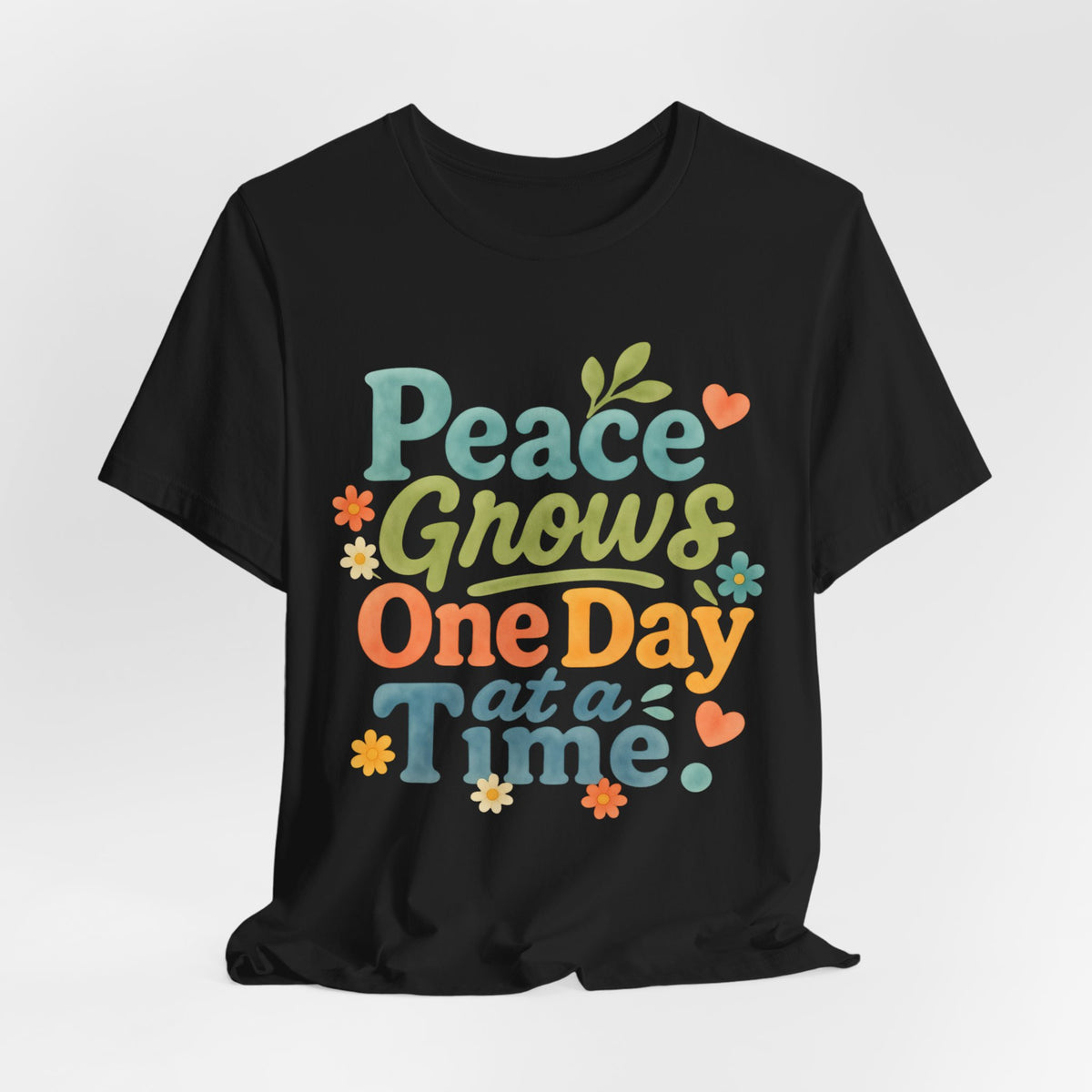 Peace Grows One Day at a Time Tee | Positive Quote Floral Typography