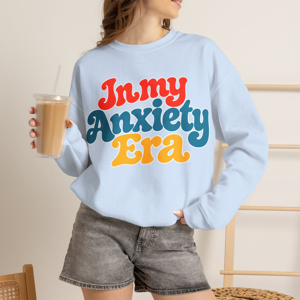 In My Anxiety Era sweatshirt | Crewneck Sweatshirt, Retro Script Mental Health Tee