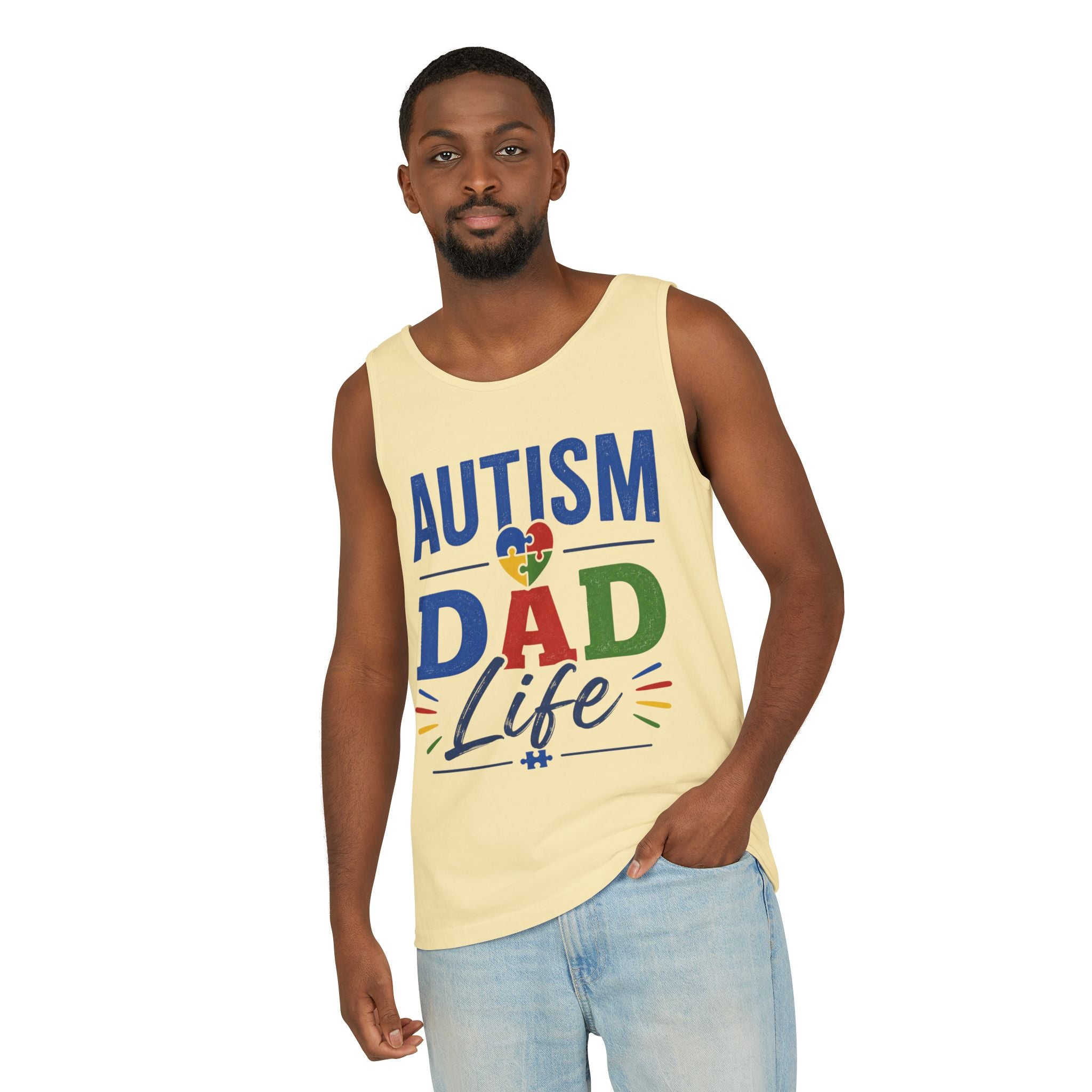 Autism Dad Life Tank Top | Awareness Puzzle Heart, Father Support