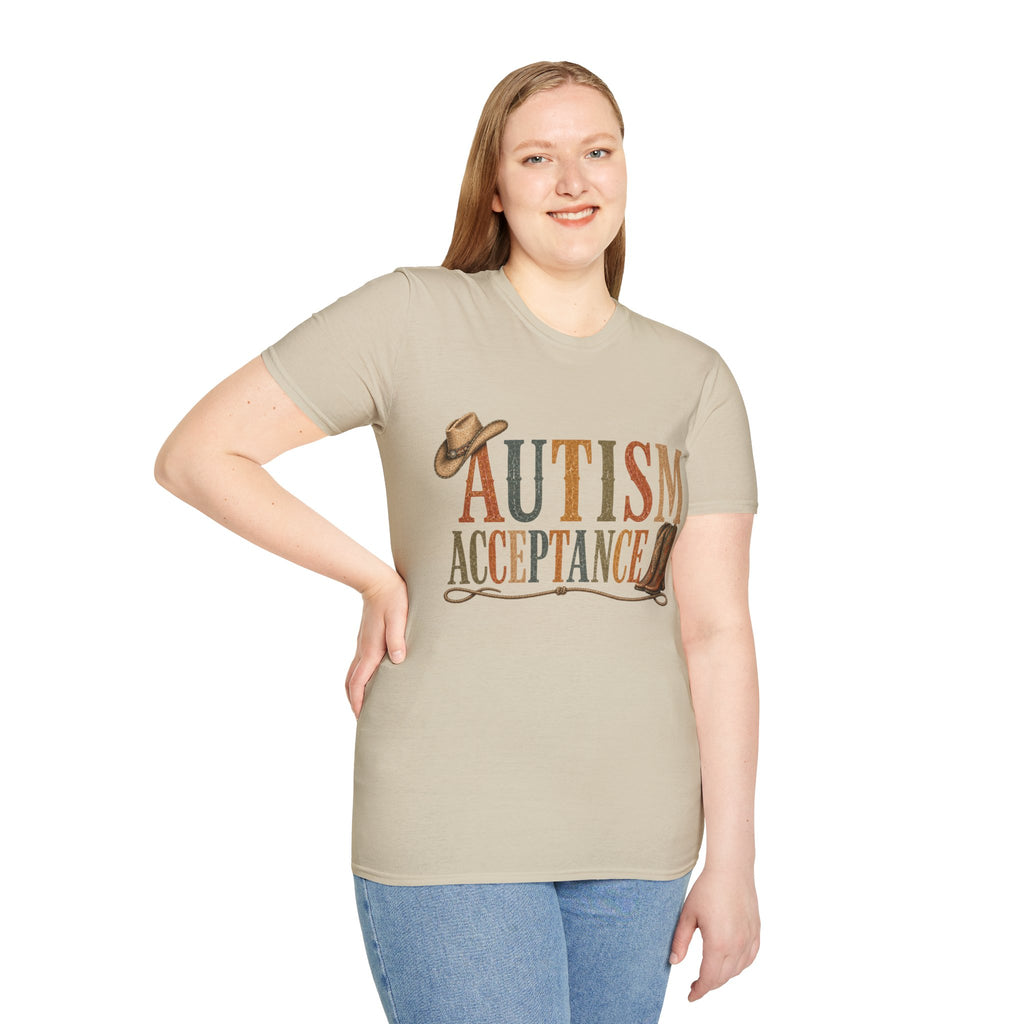 Autism Acceptance T-Shirt | Western Cowboy Hat Typography