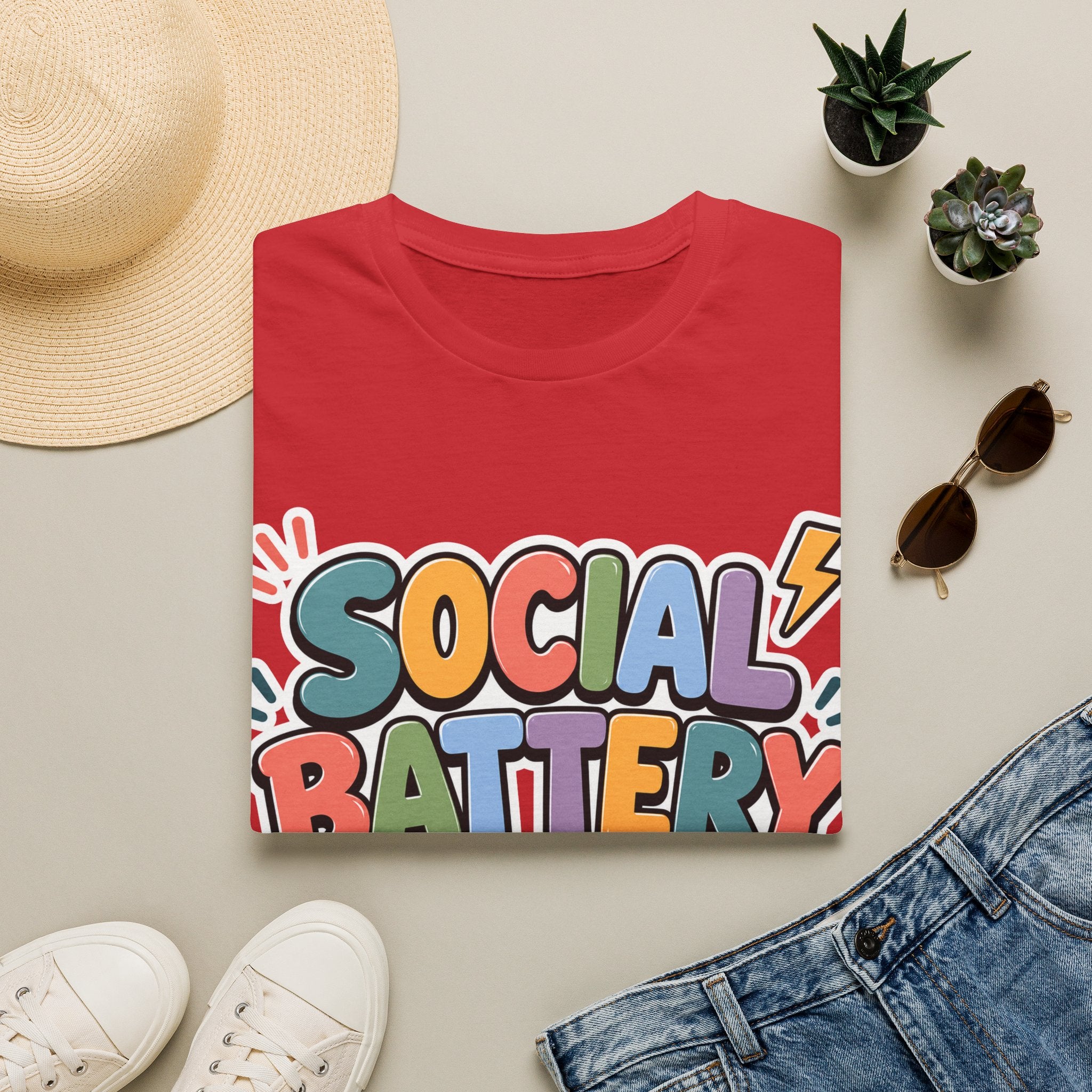 Social Battery Drained T-Shirt — Funny Introvert Graphic Tee