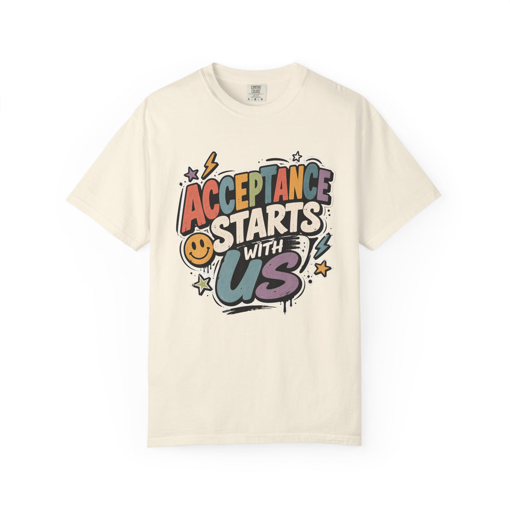 Acceptance Starts With Us T-Shirt, Positive Message Graphic Tee, Autism Acceptance Shirt, Inclusion Advocate Gift, Special Ed Teacher