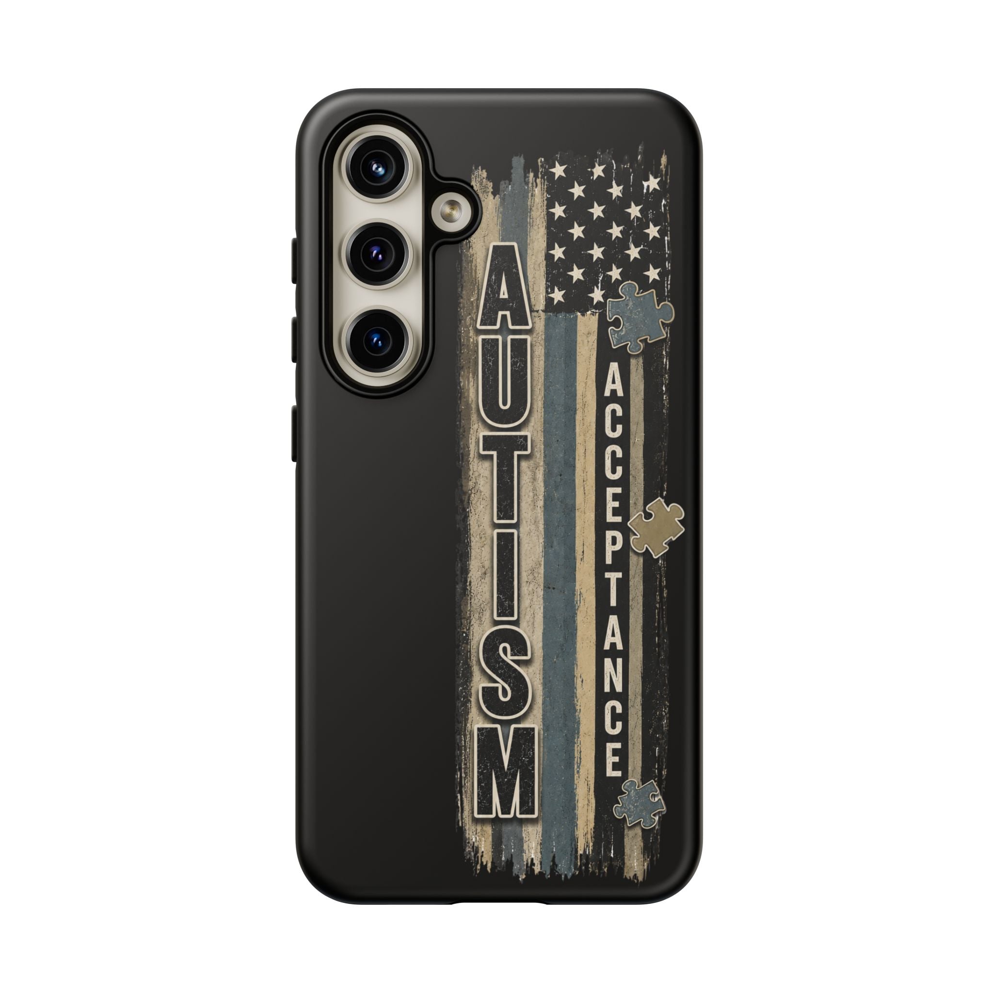 Autism Acceptance Phone Case Puzzle Piece Flag iPhone Samsung Tough Case Autism Awareness Neurodiversity Gift Special Needs Case