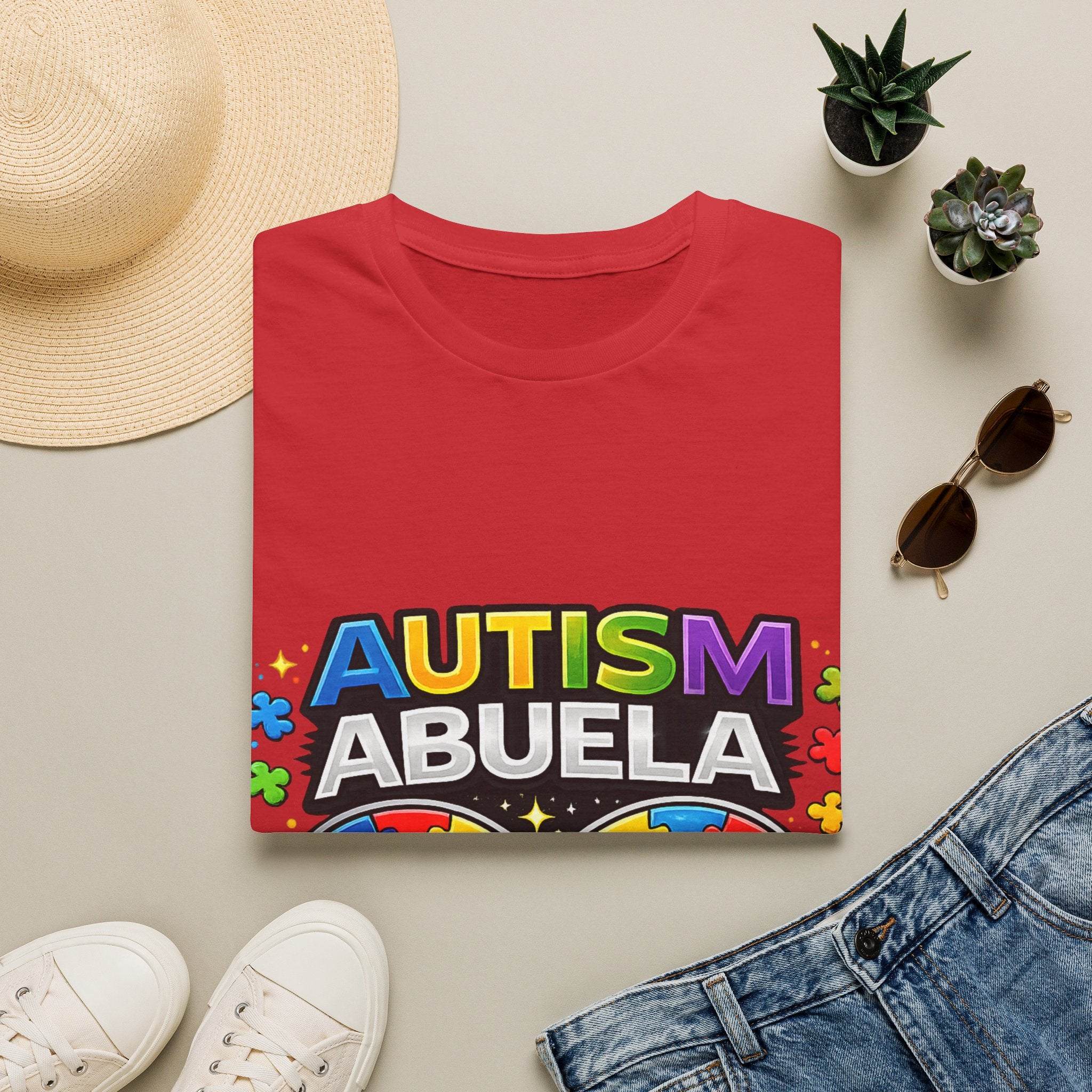 Autism Abuela T-Shirt | Rainbow Puzzle Infinity Design
