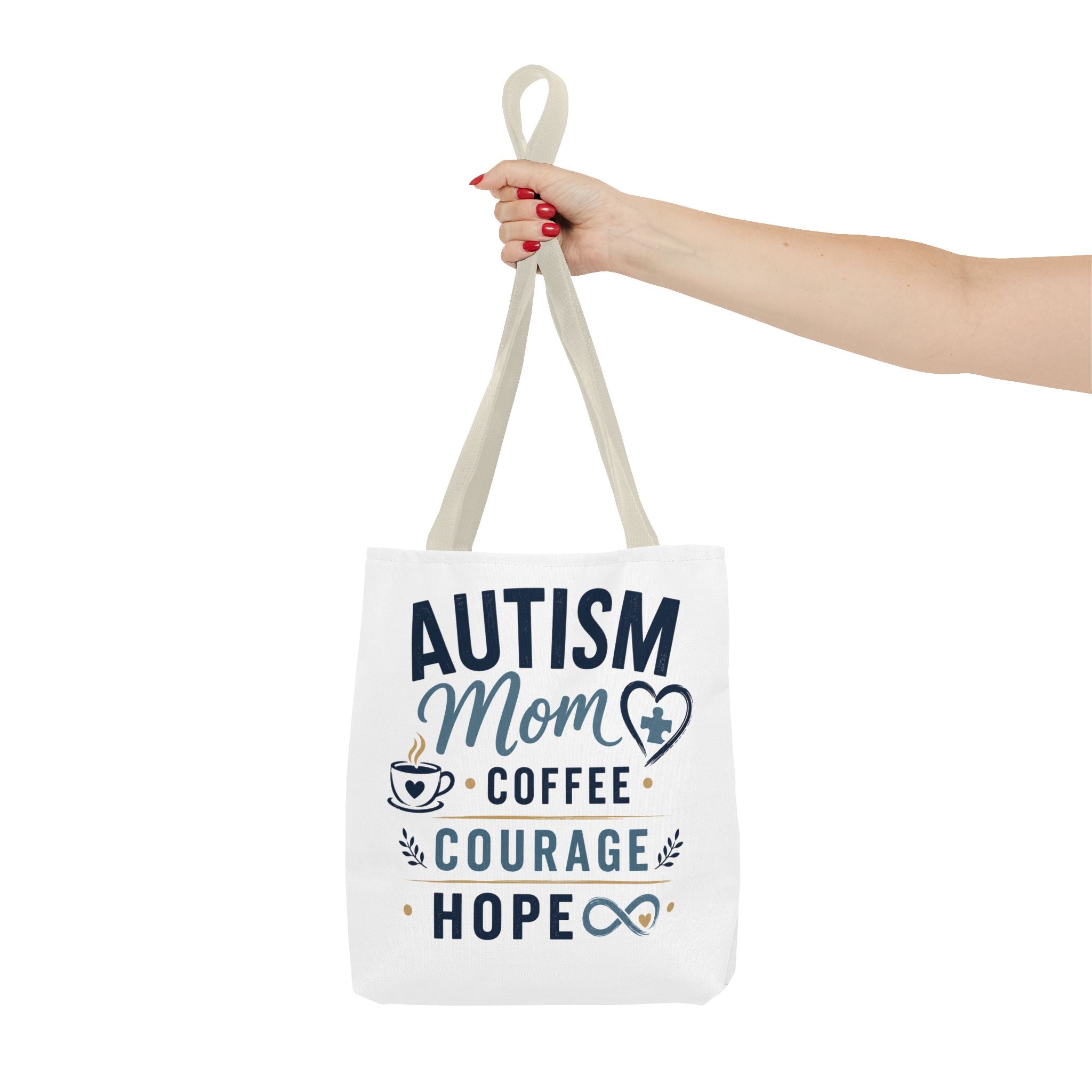 Autism Mom Coffee Courage Hope Tote Bag | Autism Acceptance Gift for Mom | Neurodiversity Canvas Tote | Special Needs Mom Bag
