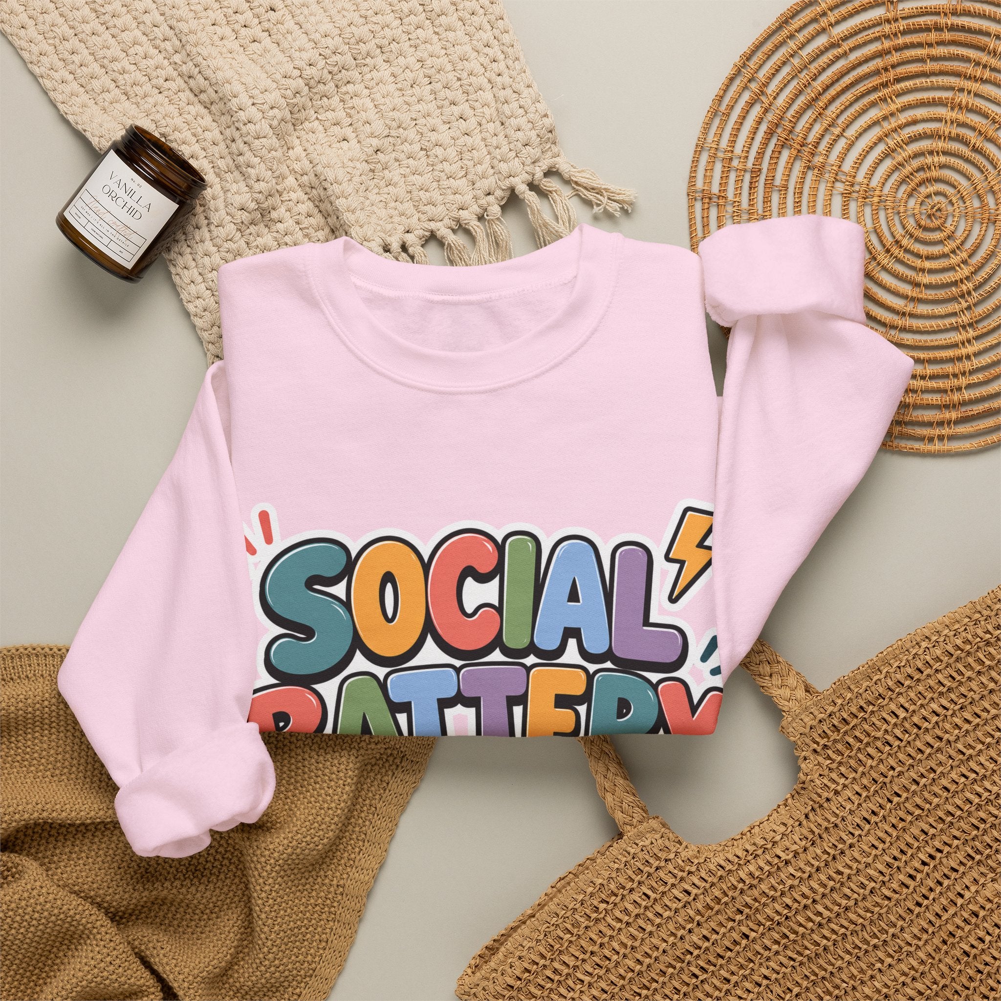 Social Battery Drained Crewneck Sweatshirt | Funny Introvert Sweatshirt | Low Battery Graphic Pullover | Mental Health Humor | Unisex Gift