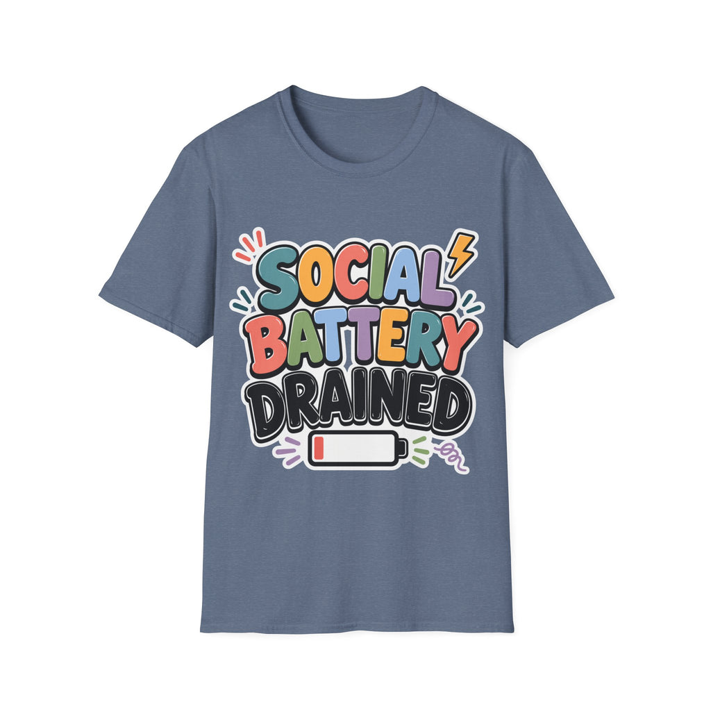 Social Battery Drained T-Shirt — Funny Introvert Graphic Tee