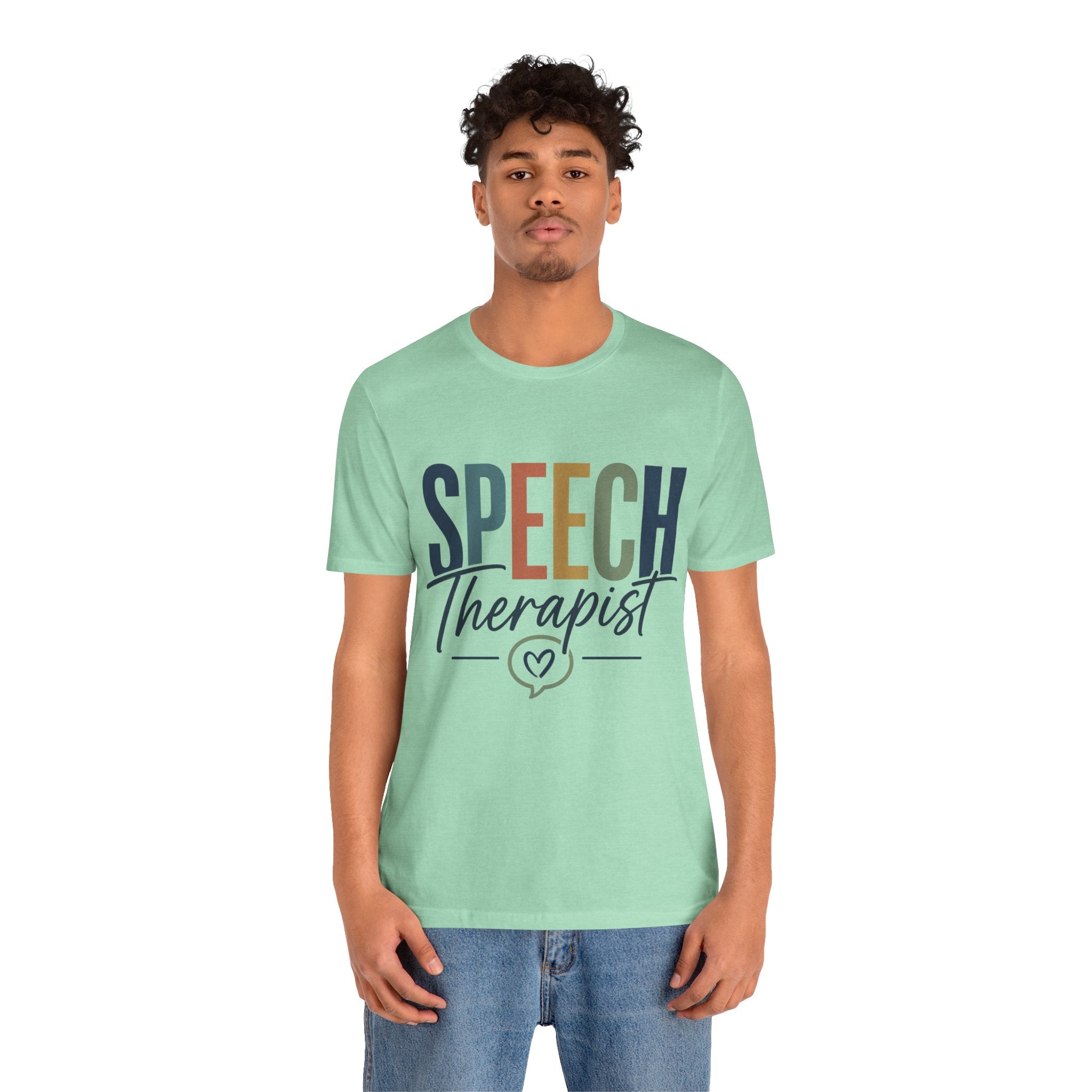 Speech Therapist Shirt | SLP T-Shirt | Heart Typography Graphic Tee | Speech Language Pathologist Gift | Therapist Appreciation Apparel