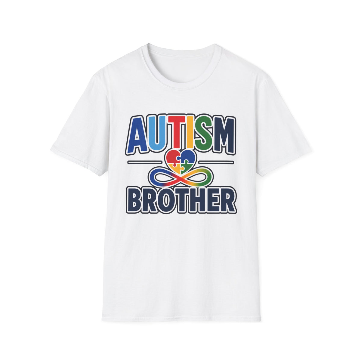 Autism Puzzle Heart Brother T-Shirt | Rainbow Awareness Tee