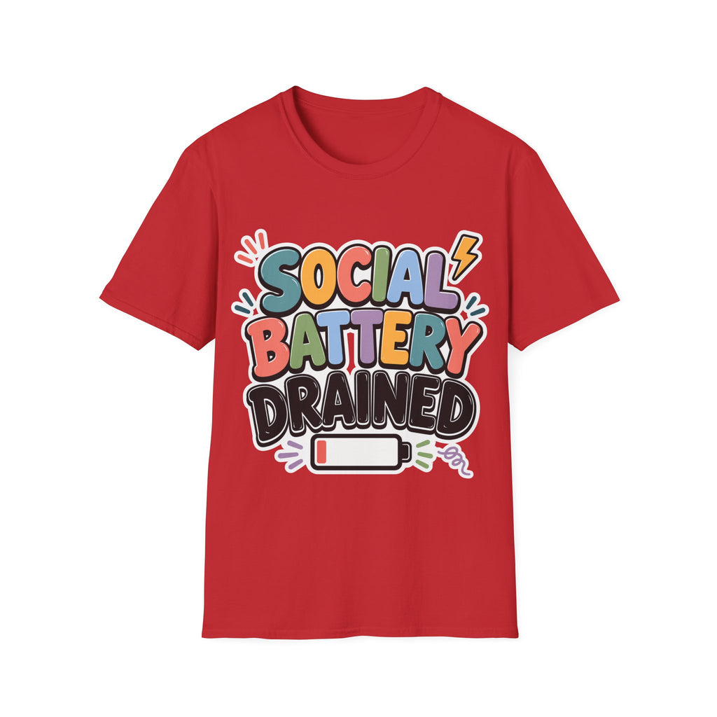 Social Battery Drained T-Shirt — Funny Introvert Graphic Tee
