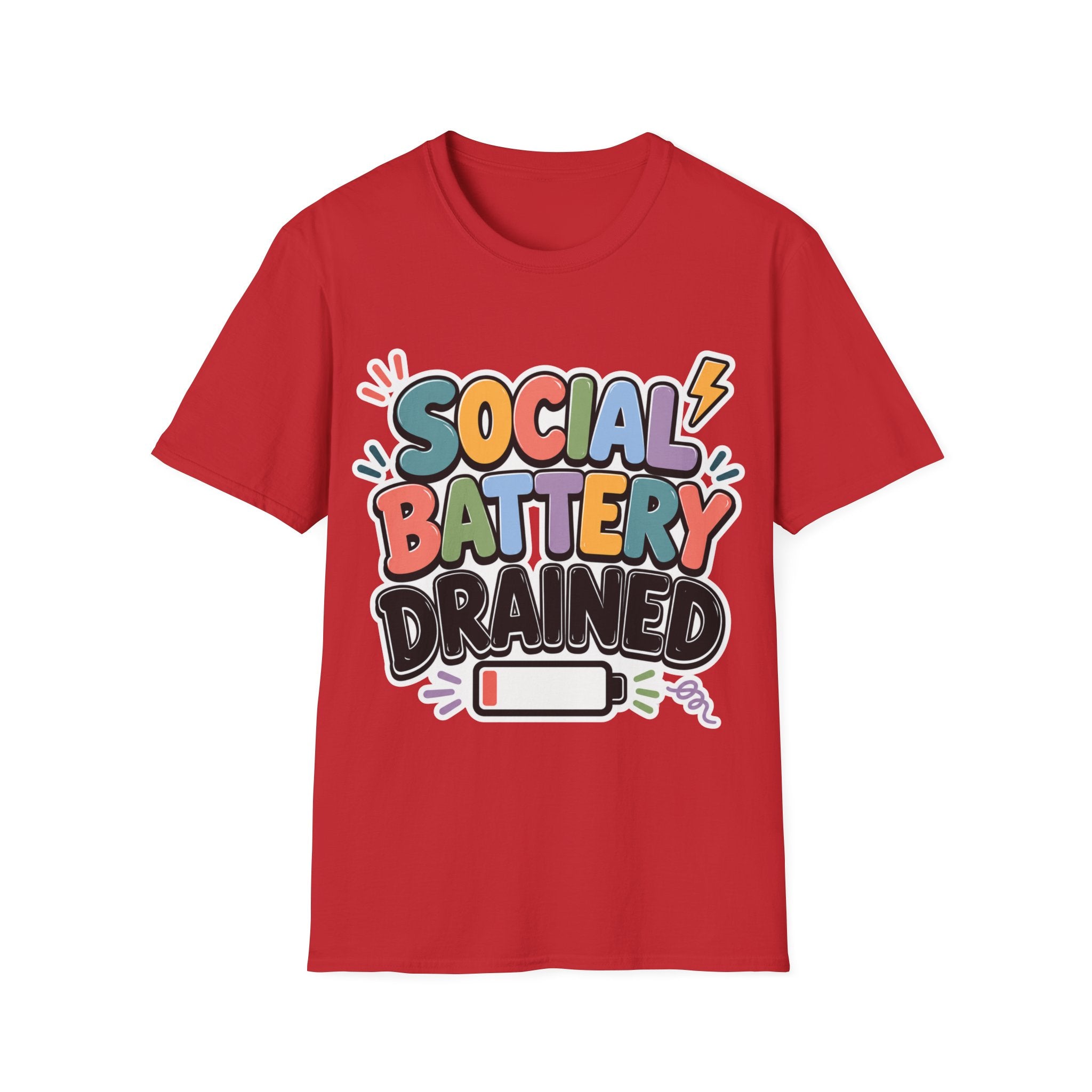 Social Battery Drained T-Shirt — Funny Introvert Graphic Tee