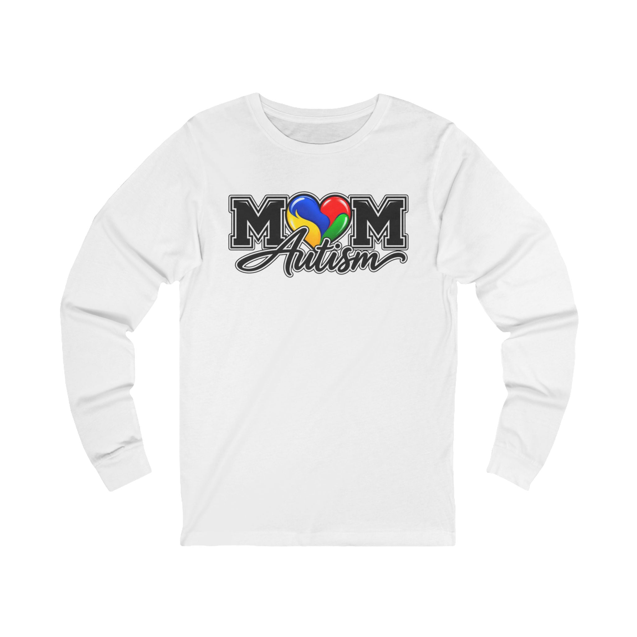 Autism Mom Heart Puzzle Long Sleeve Tee, Rainbow Puzzle Awareness Shirt, Autism Mom Gift, Autism Acceptance Family Apparel