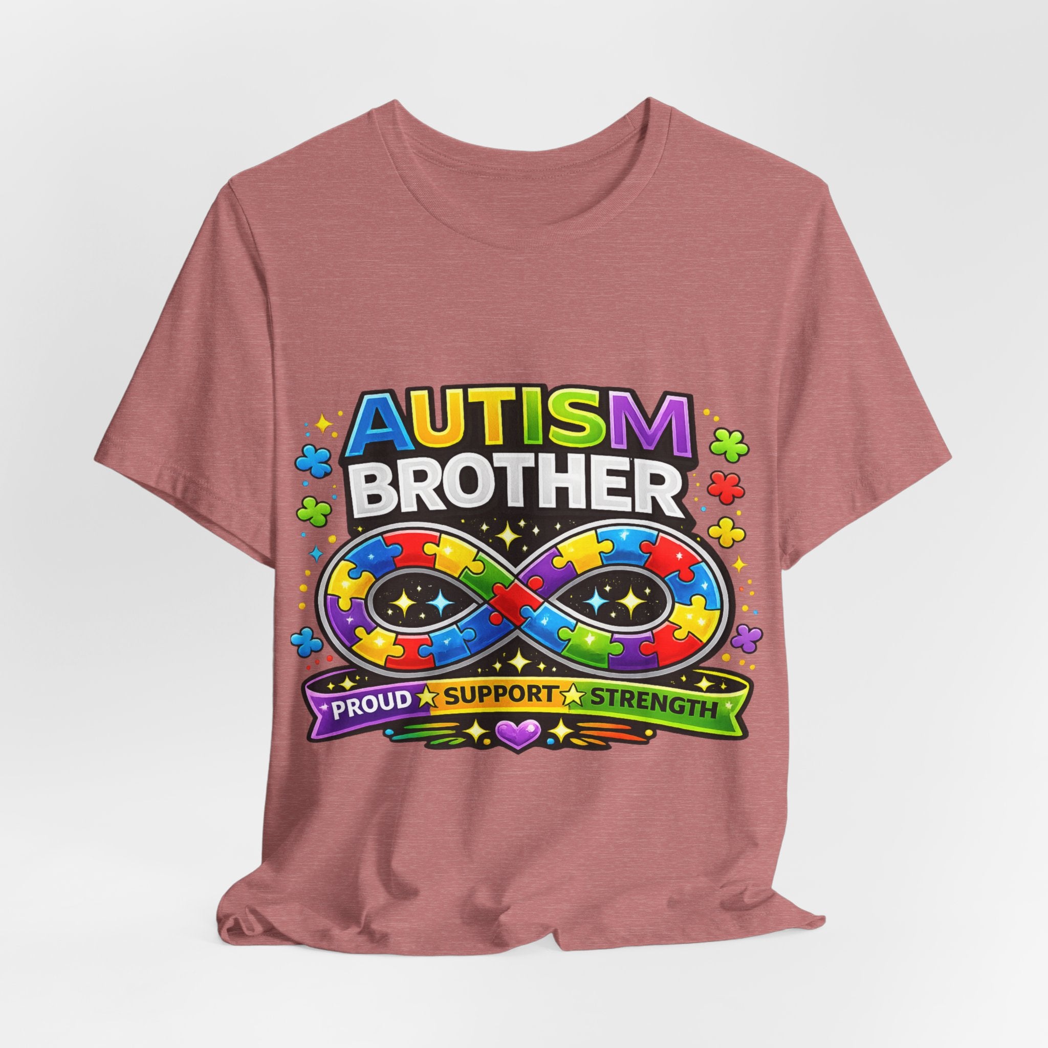 Autism Brother Infinity Puzzle Ribbon T-Shirt | Proud Support Strength