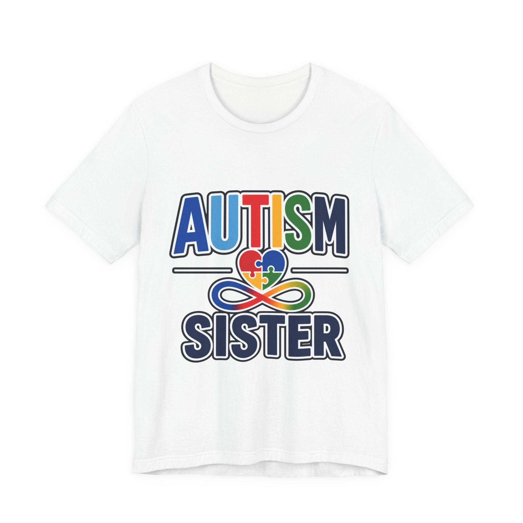Autism Sister Shirt | Rainbow Puzzle Heart Infinity T-Shirt | Proud Autism Sibling Tee | Autism Awareness & Acceptance Gift for Sister