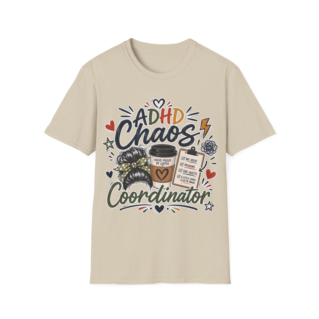 ADHD Chaos Coordinator Shirt | Funny ADHD T-Shirt | ADHD Awareness Graphic Shirt | Mental Health Gift | Coffee & Chaos Apparel
