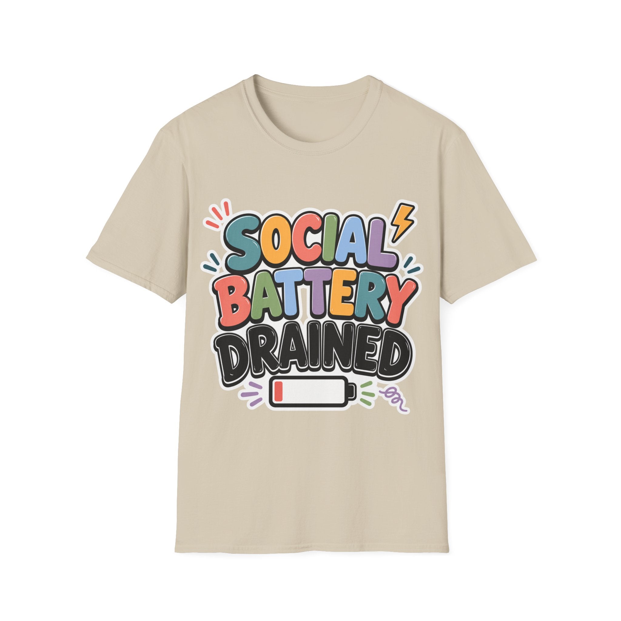 Social Battery Drained T-Shirt — Funny Introvert Graphic Tee