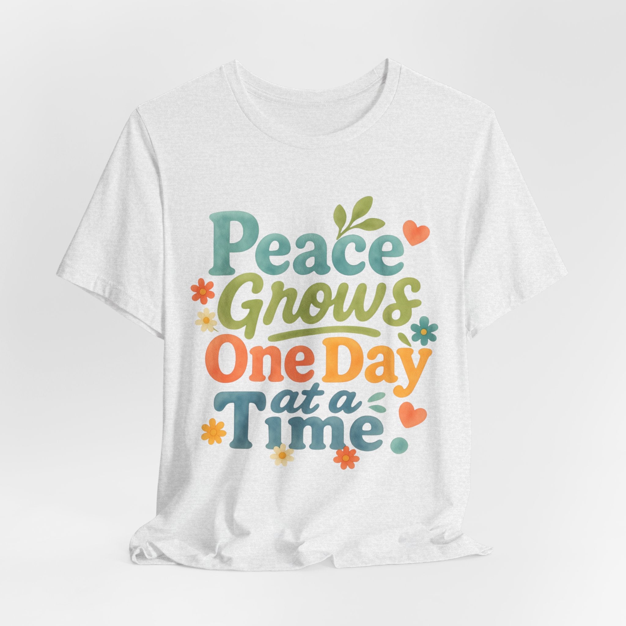 Peace Grows One Day at a Time Tee | Positive Quote Floral Typography