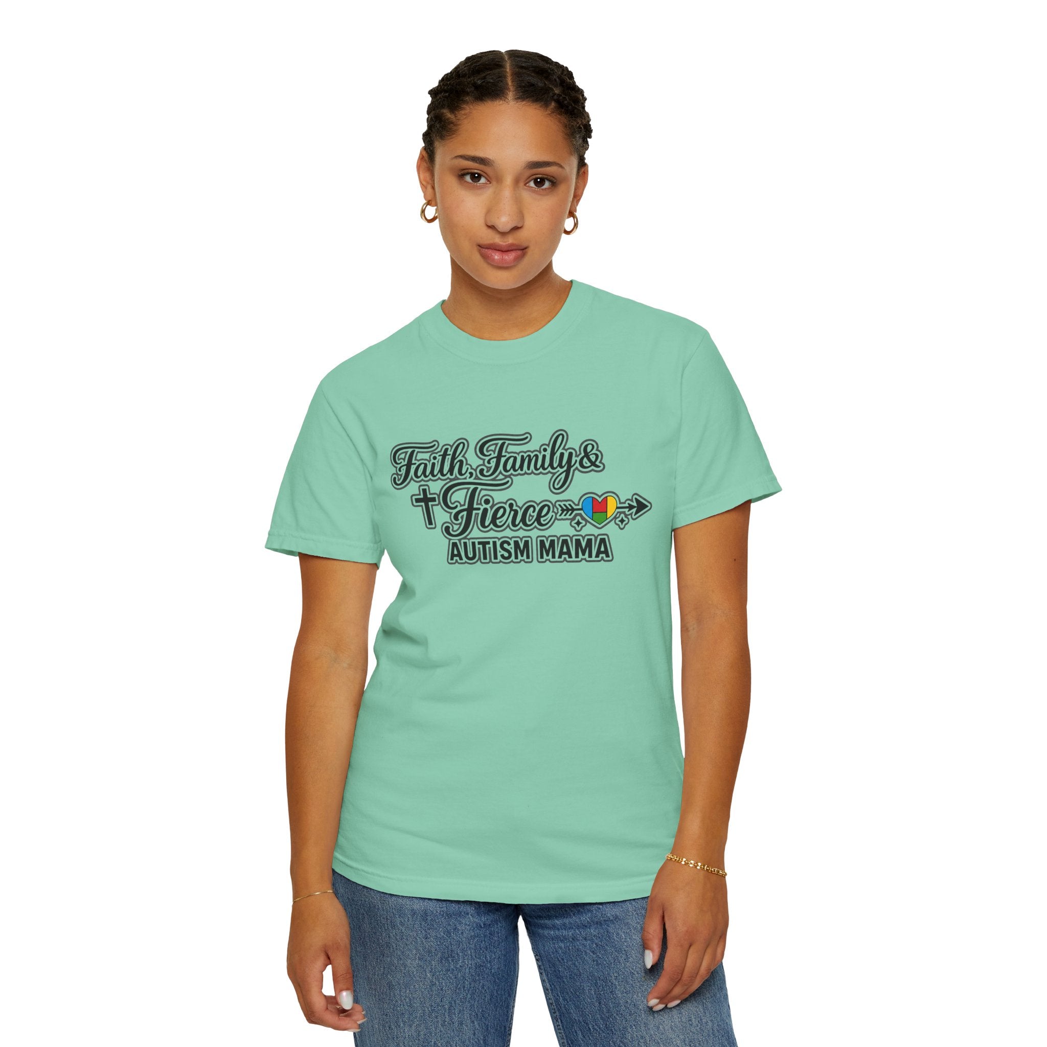 Faith Family Fierce Autism Mama Shirt, Autism Mom T-Shirt, Christian Autism Mom Gift, Fierce Mama Tee, Special Needs Mom Shirt