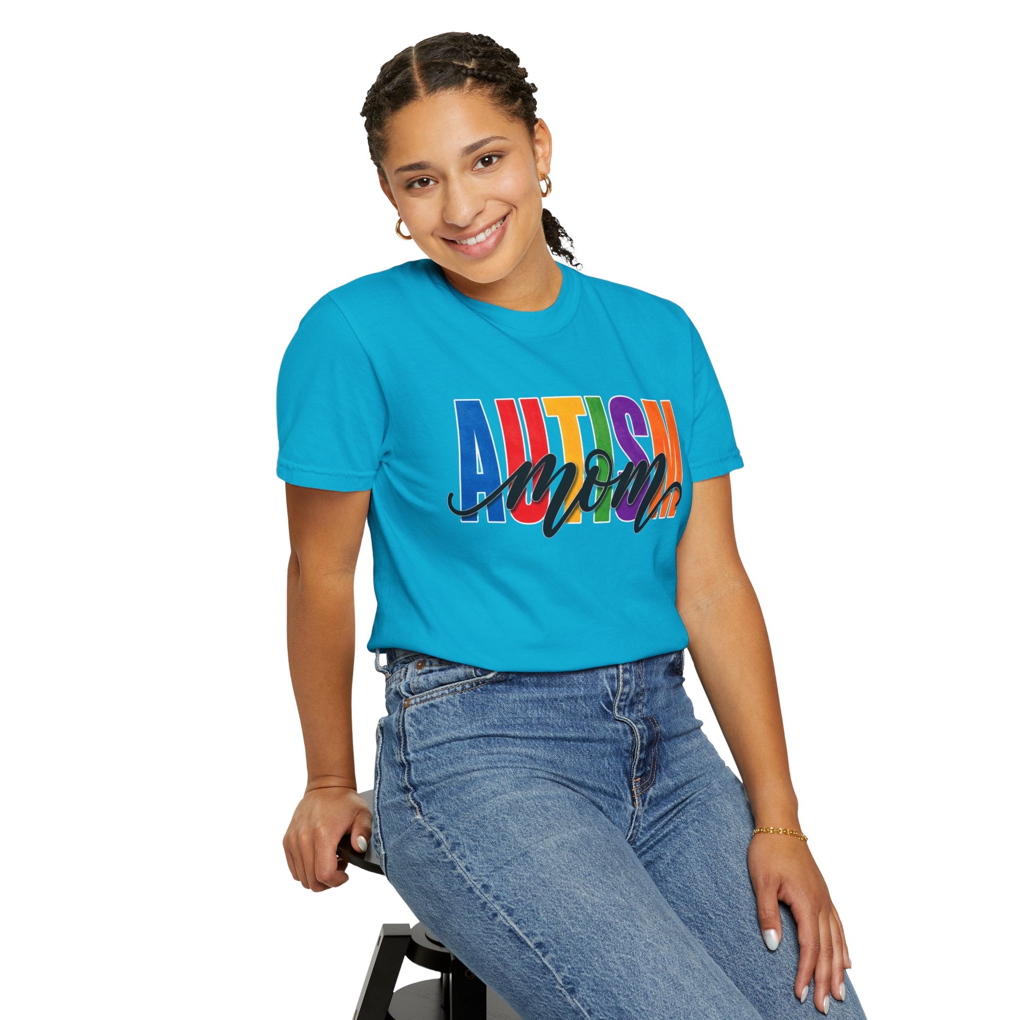 Autism Mom Shirt Autism Mom T Shirt Rainbow Block Letter Tee Script Mom Graphic Autism Awareness Autism Acceptance Gift for Mom