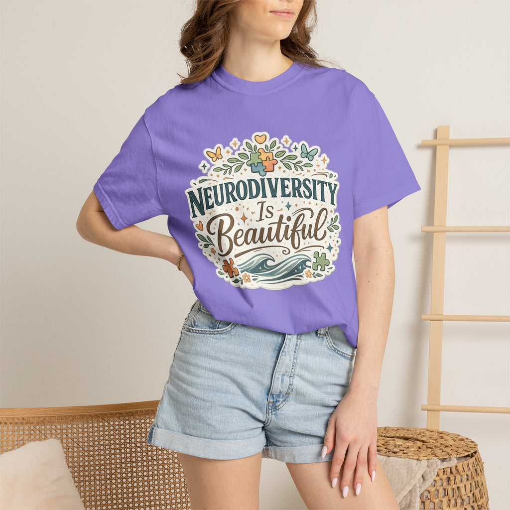 Neurodiversity Is Beautiful T-shirt | Floral Wave Awareness Tee