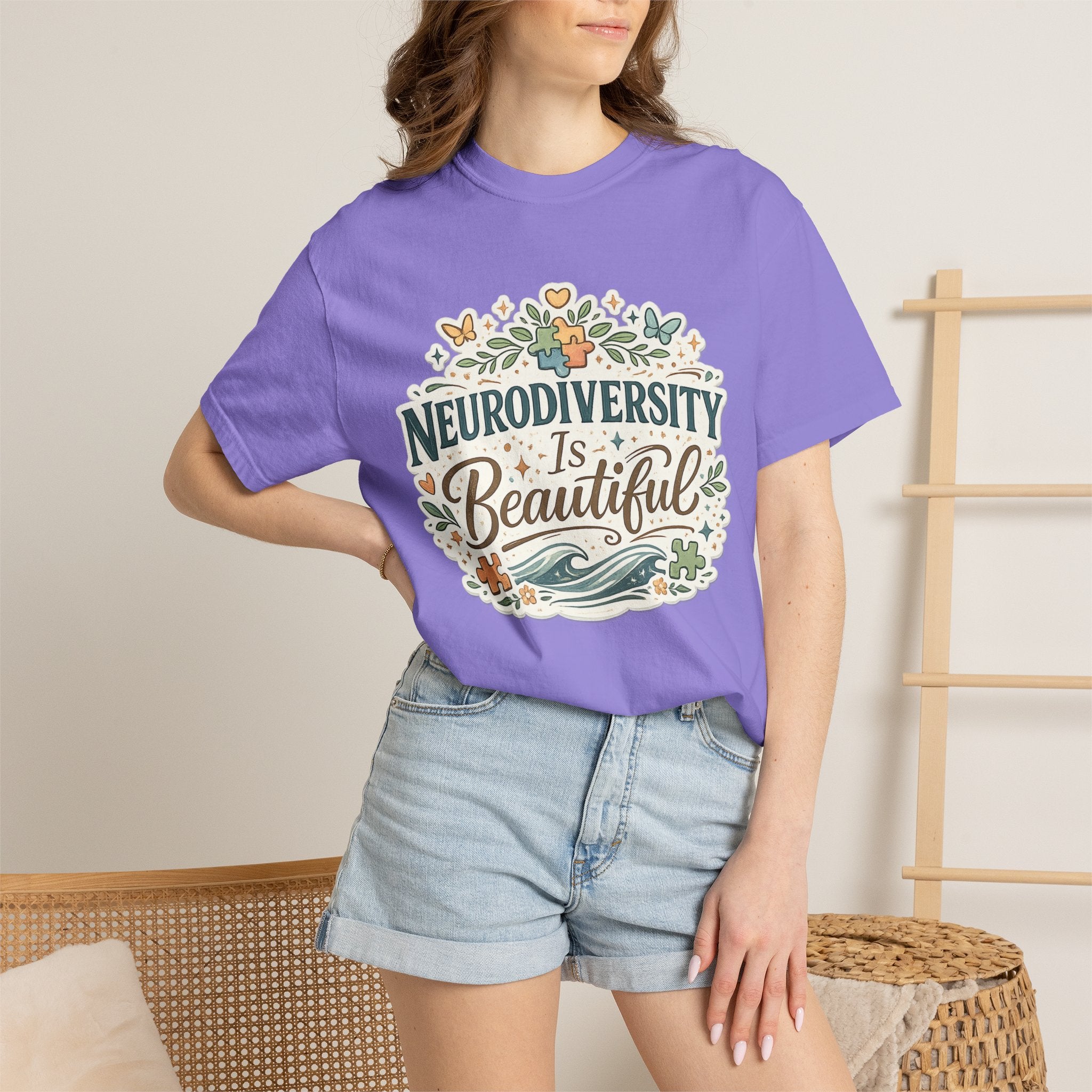 Neurodiversity Is Beautiful T-shirt | Floral Wave Awareness Tee