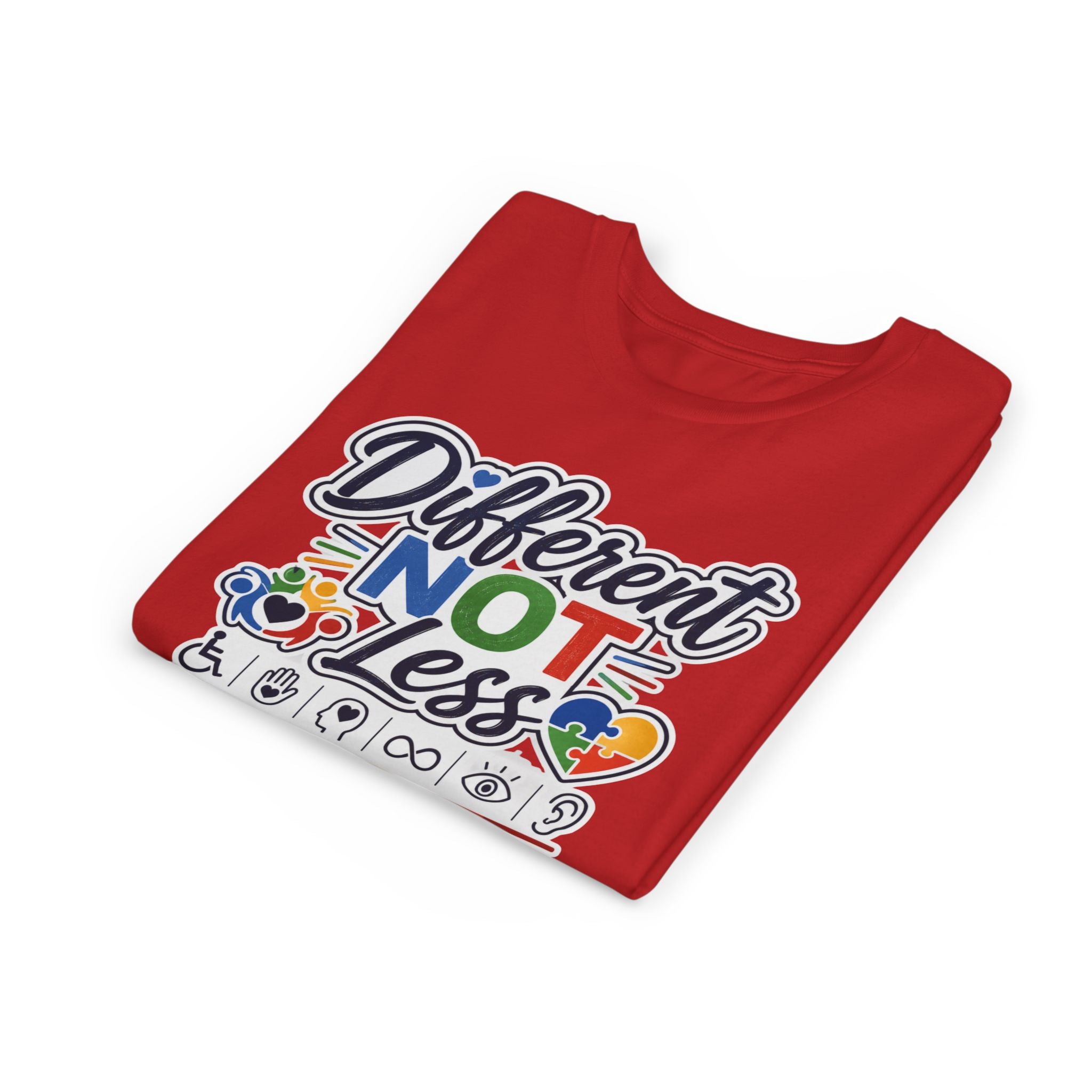 Youth Tee — "Different Not Less" Inclusive Pride Autism Awareness Shirt