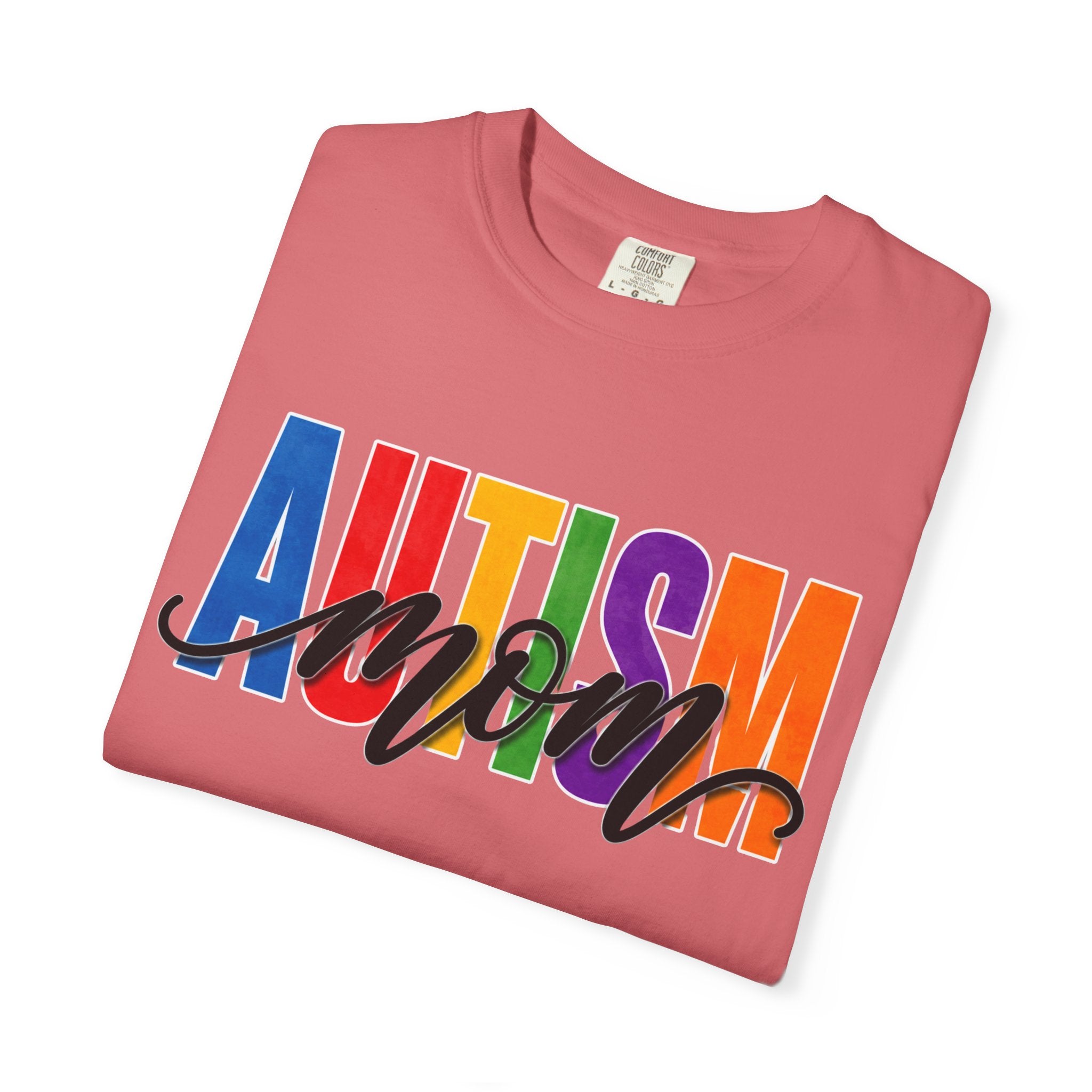 Autism Mom Shirt Autism Mom T Shirt Rainbow Block Letter Tee Script Mom Graphic Autism Awareness Autism Acceptance Gift for Mom