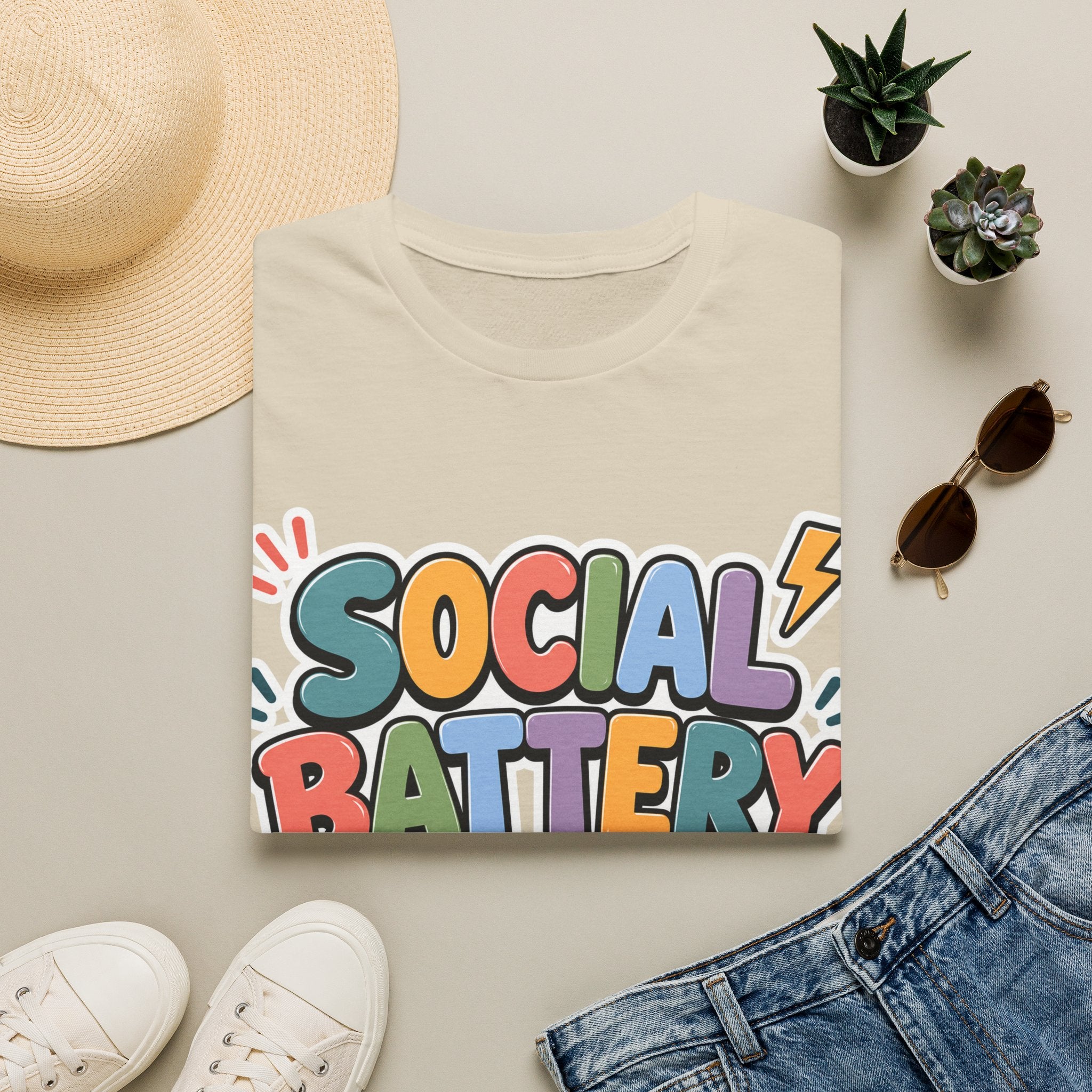 Social Battery Drained T-Shirt — Funny Introvert Graphic Tee
