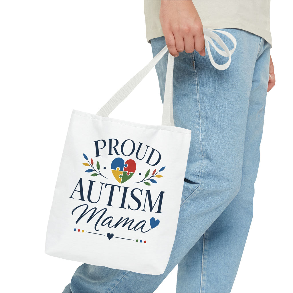 Proud Autism Mama Tote Bag | Puzzle Heart Support Awareness