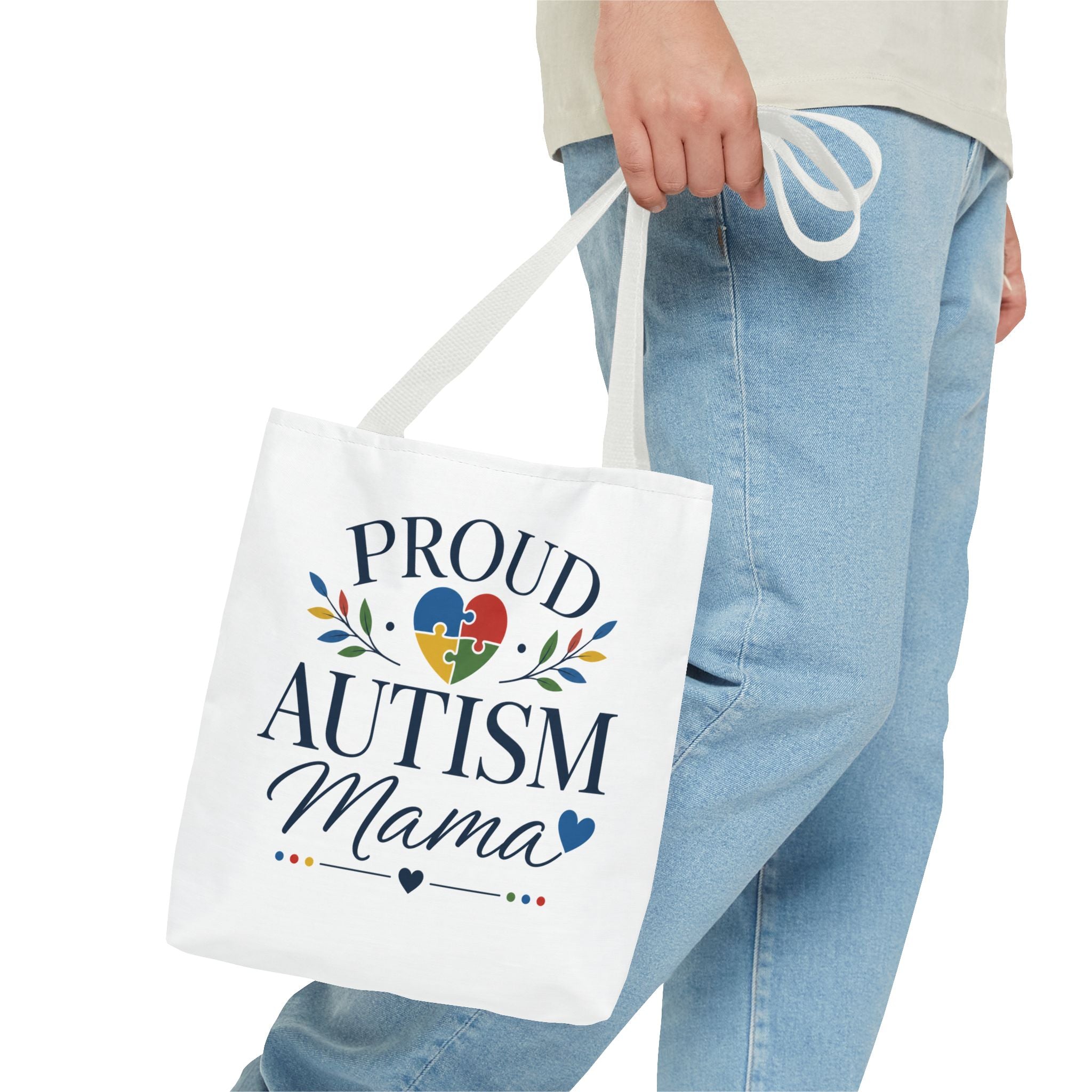 Proud Autism Mama Tote Bag | Puzzle Heart Support Awareness